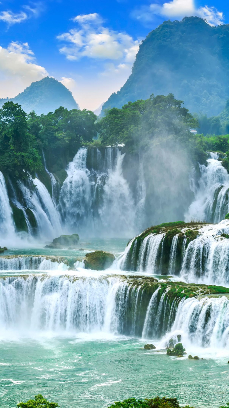 安赫尔瀑布, 菩提瀑布Latehar, Kuang si Waterfall, Chongzuo, 旅行 壁纸 750x1334 允许