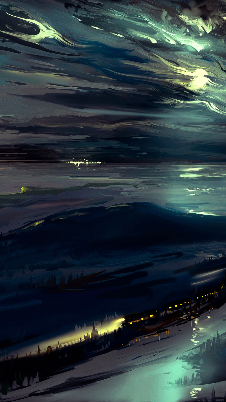 Blue Green and White Abstract Painting. Wallpaper in 750x1334 Resolution