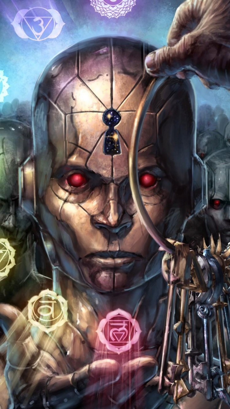 Frau in Schwarz-weißem Kleid Mit Einer Schwertillustration. Wallpaper in 750x1334 Resolution