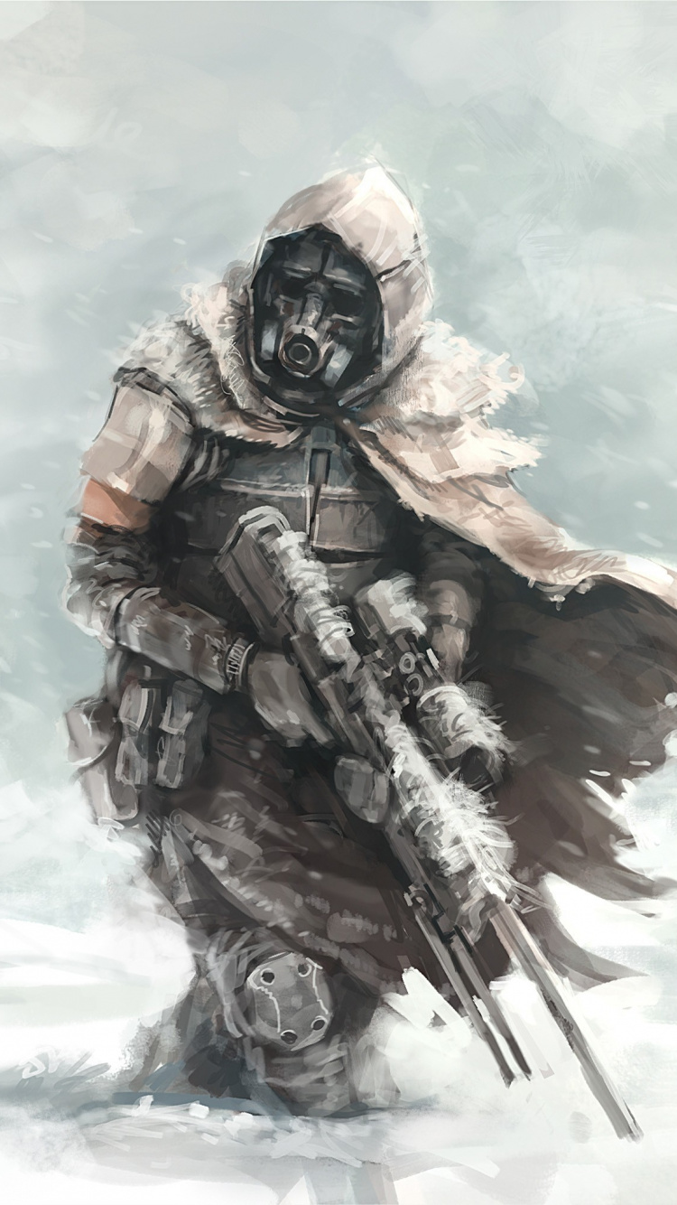 Guerrero de Ciencia Ficción, la Ciencia Ficción, Arte, Ilustración, Tormenta de Invierno. Wallpaper in 750x1334 Resolution