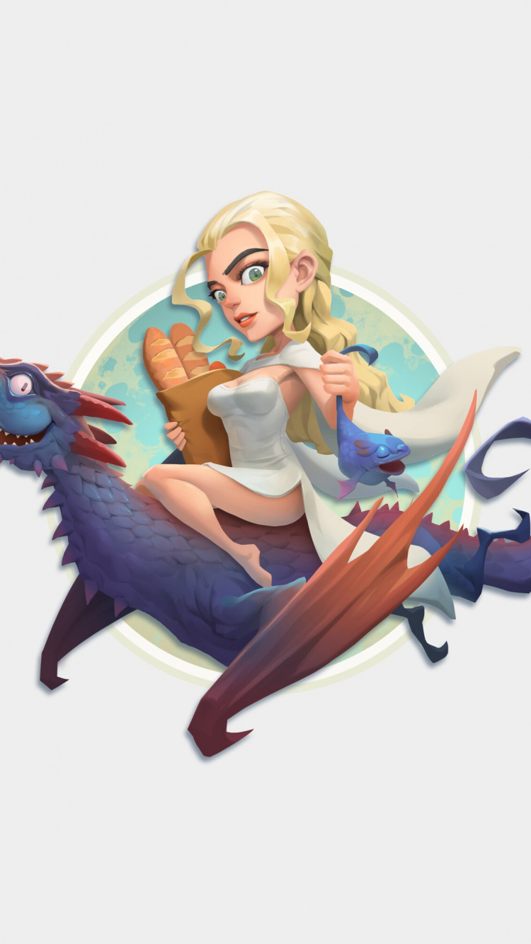 Girl in Blue Long Sleeve Shirt Holding Blue and White Cat Illustration. Wallpaper in 750x1334 Resolution