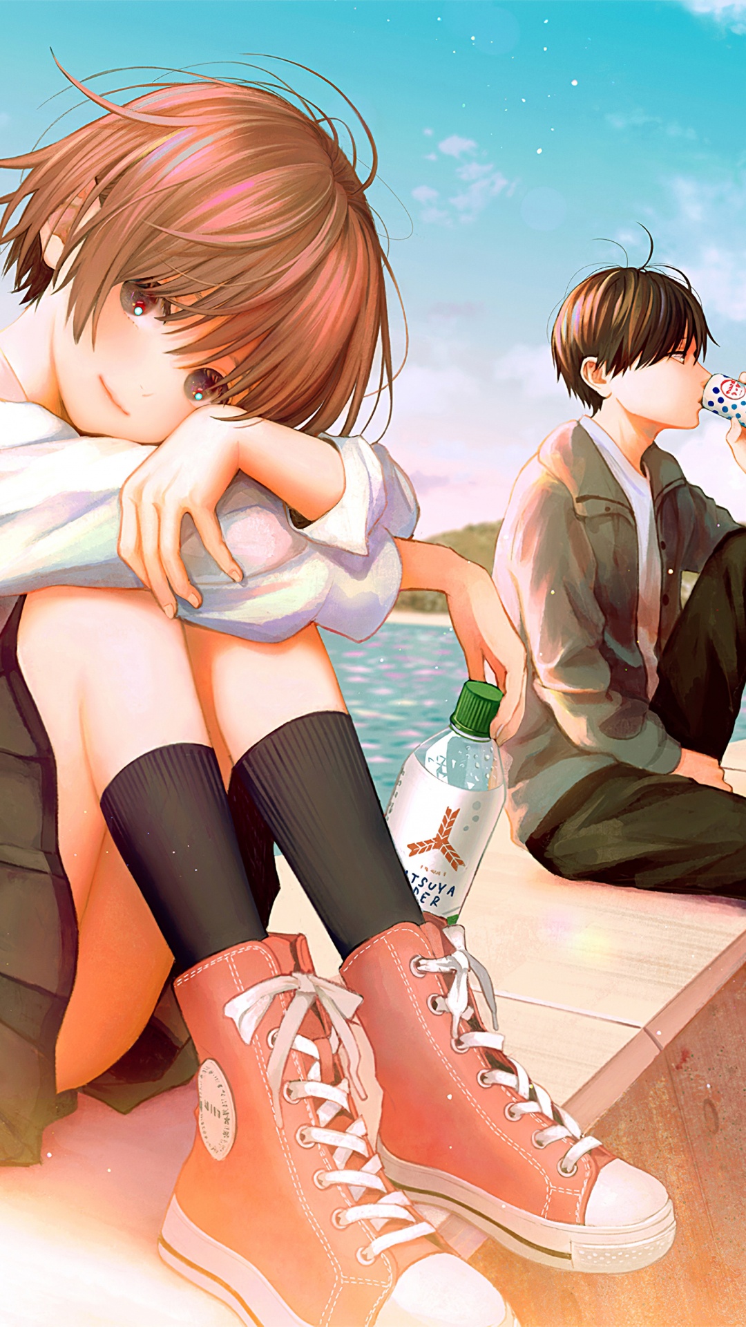 Couple D'anime, L'anime, Doki Doki Littérature Club, Pneu, Roue de Bicyclette. Wallpaper in 1080x1920 Resolution