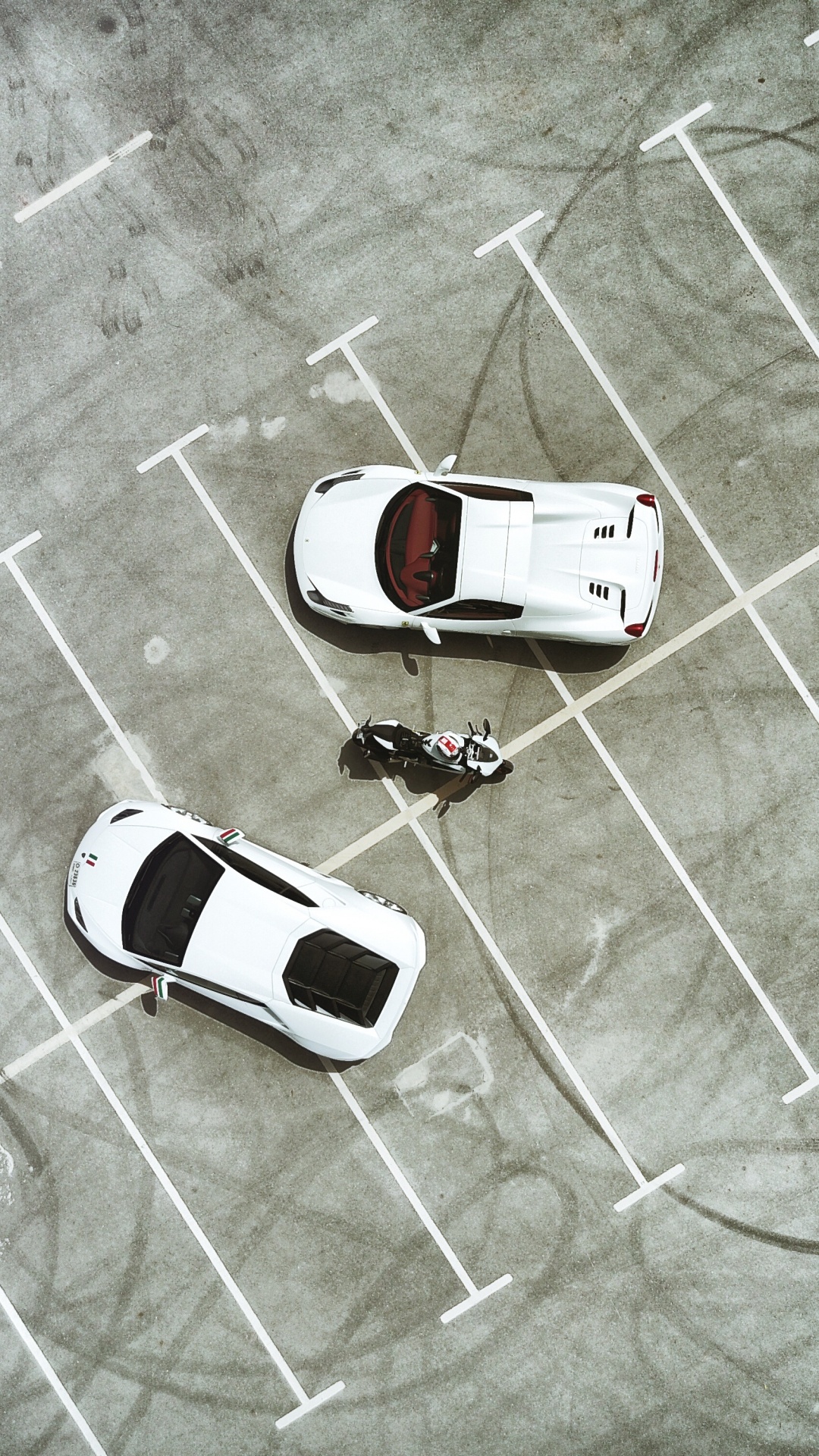 White Car on Gray Concrete Floor. Wallpaper in 1080x1920 Resolution