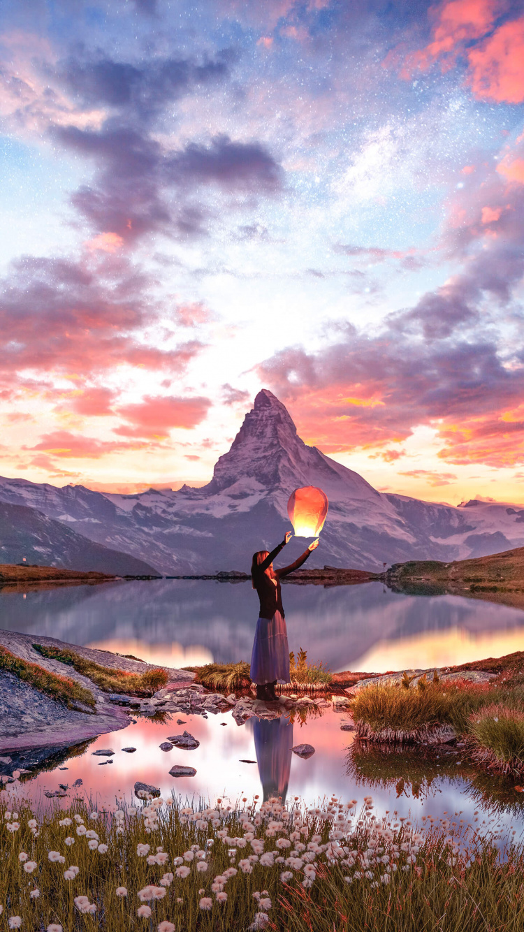 Eau, Afterglow, Paysage Naturel, Les Gens Dans la Nature, Nature. Wallpaper in 750x1334 Resolution