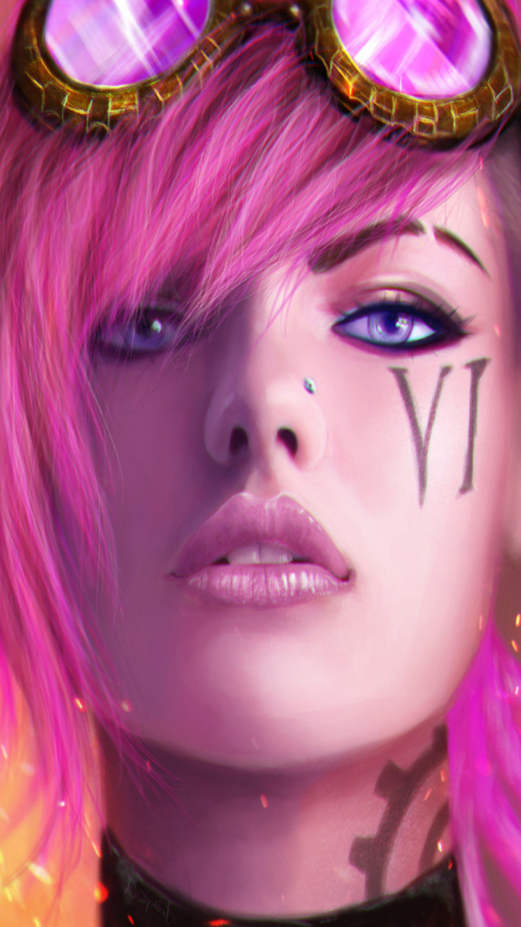 Beauty, vi The Piltover Enforcer, Forehead, Hair, Skin. Wallpaper in 750x1334 Resolution