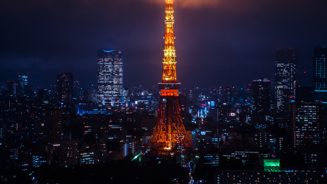 Eiffel Tower in Paris During Night Time. Wallpaper in 1280x720 Resolution