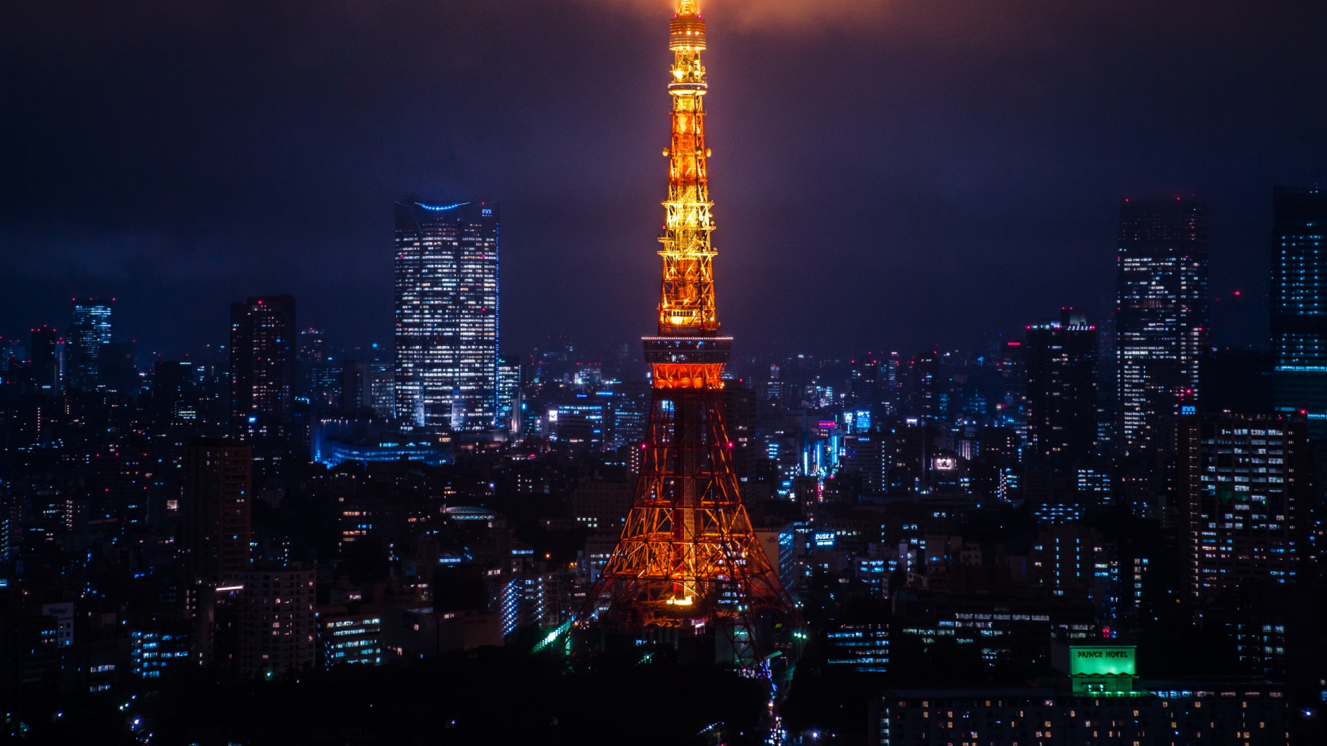 Eiffel Tower in Paris During Night Time. Wallpaper in 1920x1080 Resolution