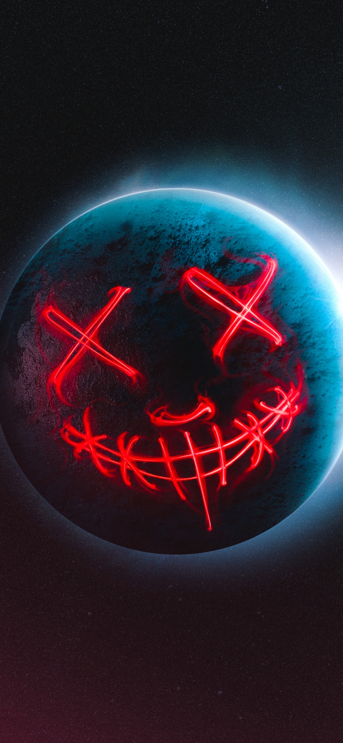 Dead Planet, Circle, Gas, Electric Blue, Neon. Wallpaper in 1125x2436 Resolution