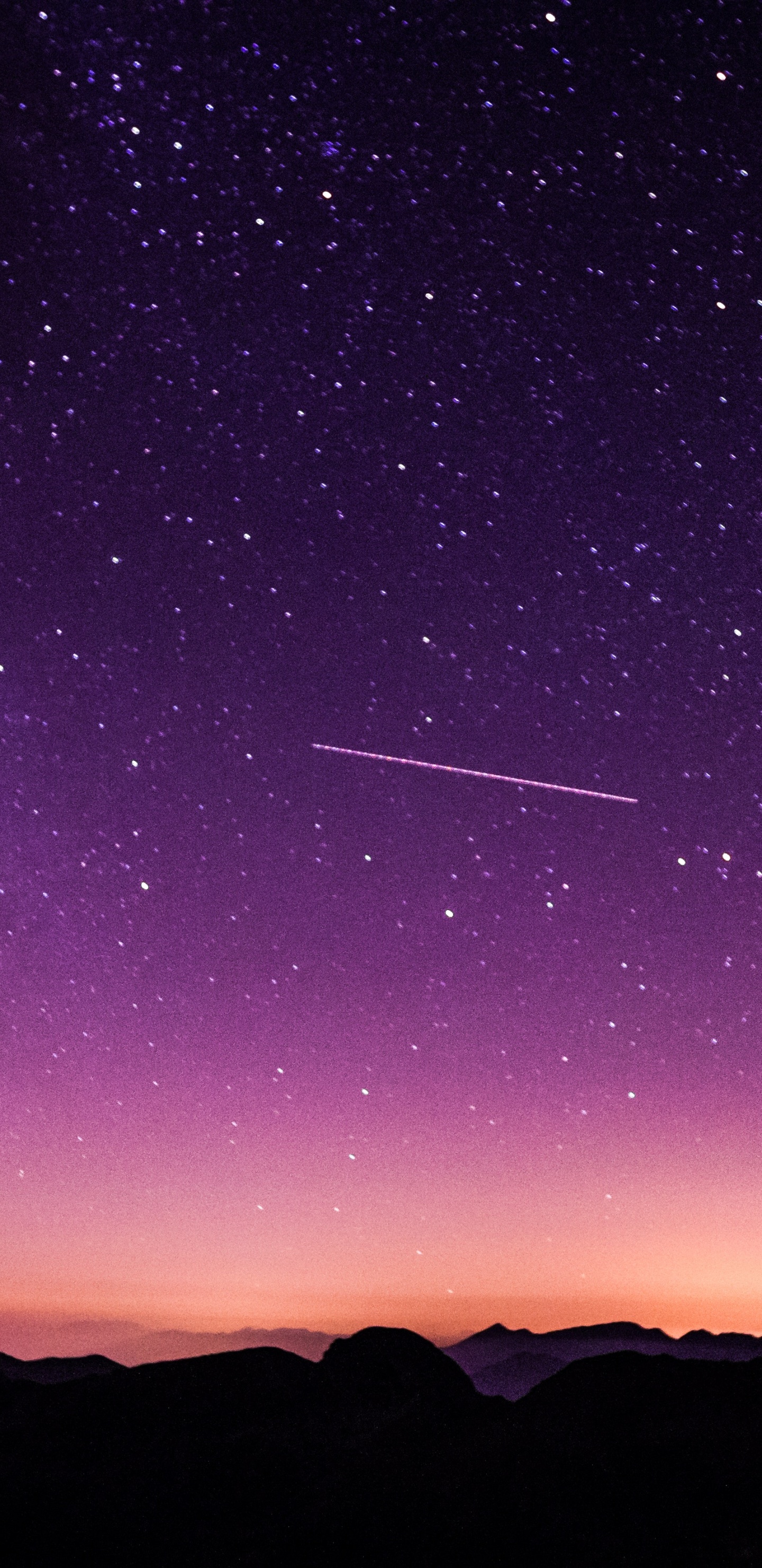 Silhouette de Montagnes Sous Ciel Violet. Wallpaper in 1440x2960 Resolution