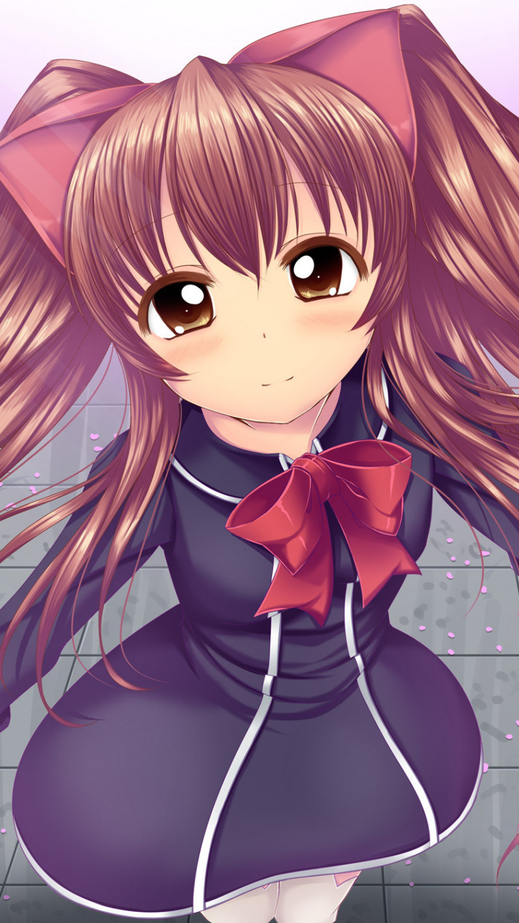 Girl in Blue and White School Uniform Anime Character. Wallpaper in 750x1334 Resolution