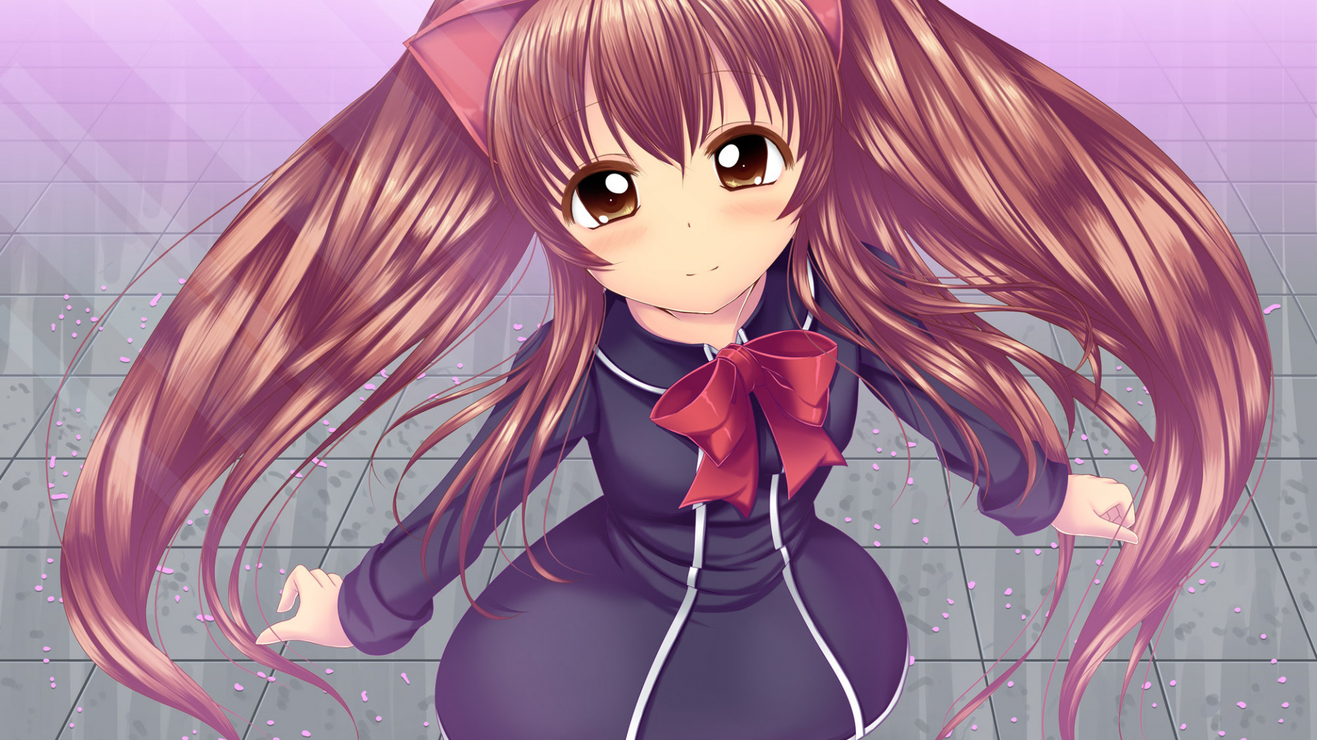 Mädchen in Blau-weißer Schuluniform Anime-Charakter. Wallpaper in 1920x1080 Resolution