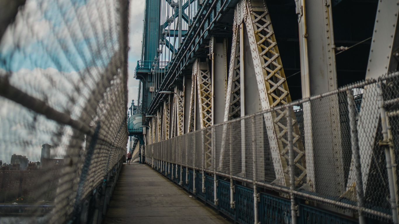 Grey Metal Bridge During Daytime. Wallpaper in 1366x768 Resolution