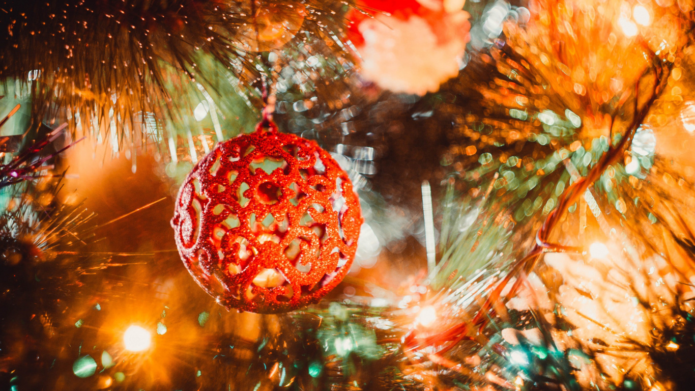 Neujahr, Christmas Ornament, Weihnachtsdekoration, Baum, Branch. Wallpaper in 1366x768 Resolution