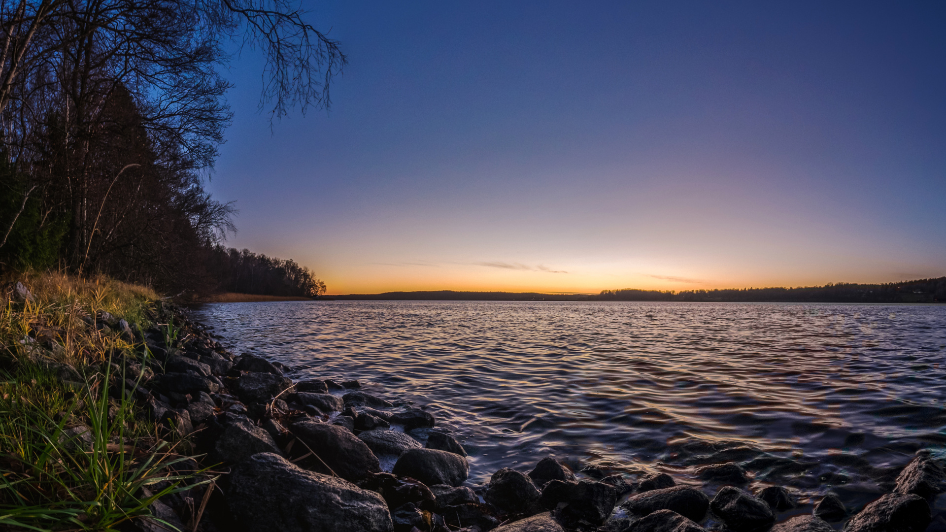 Plan D'eau au Coucher du Soleil. Wallpaper in 1920x1080 Resolution