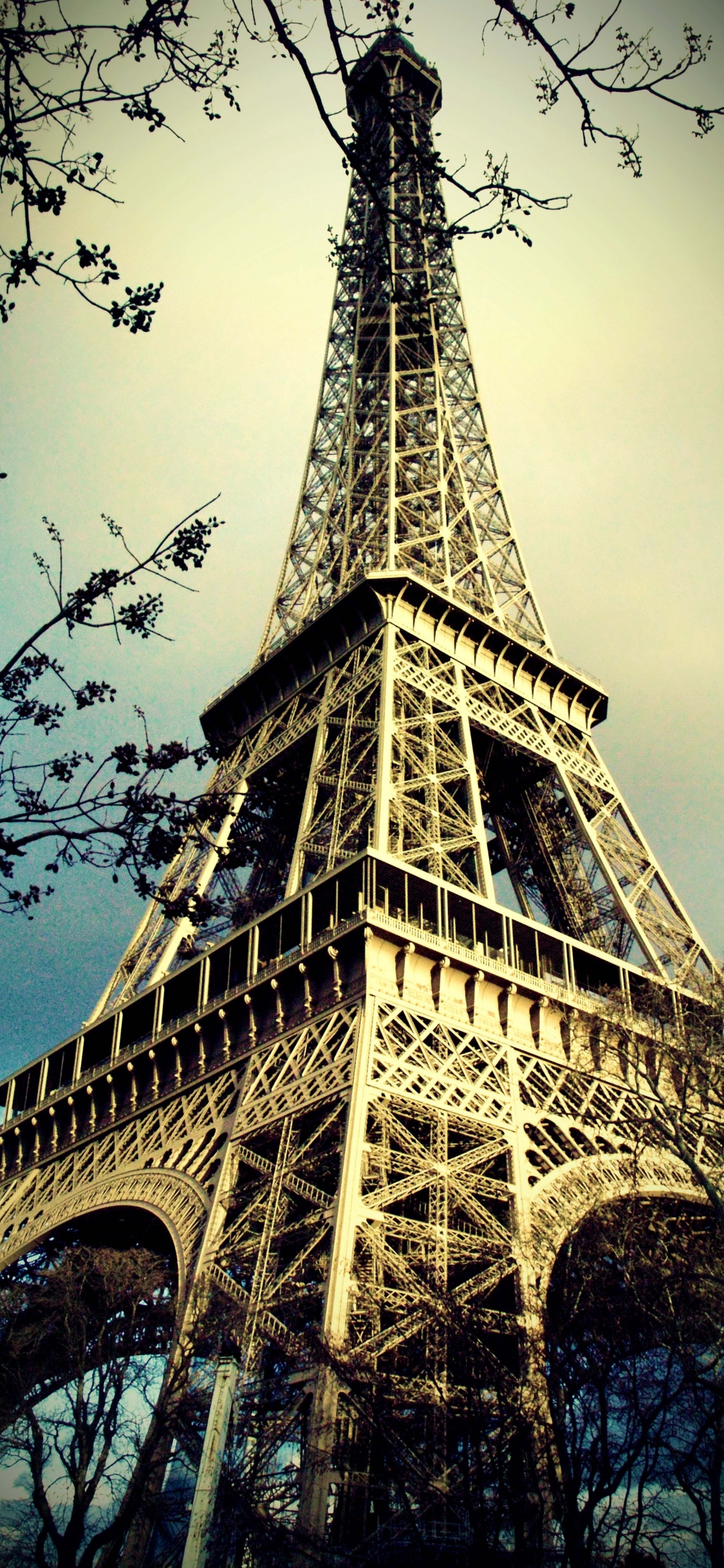 Tour Eiffel Sous Ciel Gris. Wallpaper in 1125x2436 Resolution
