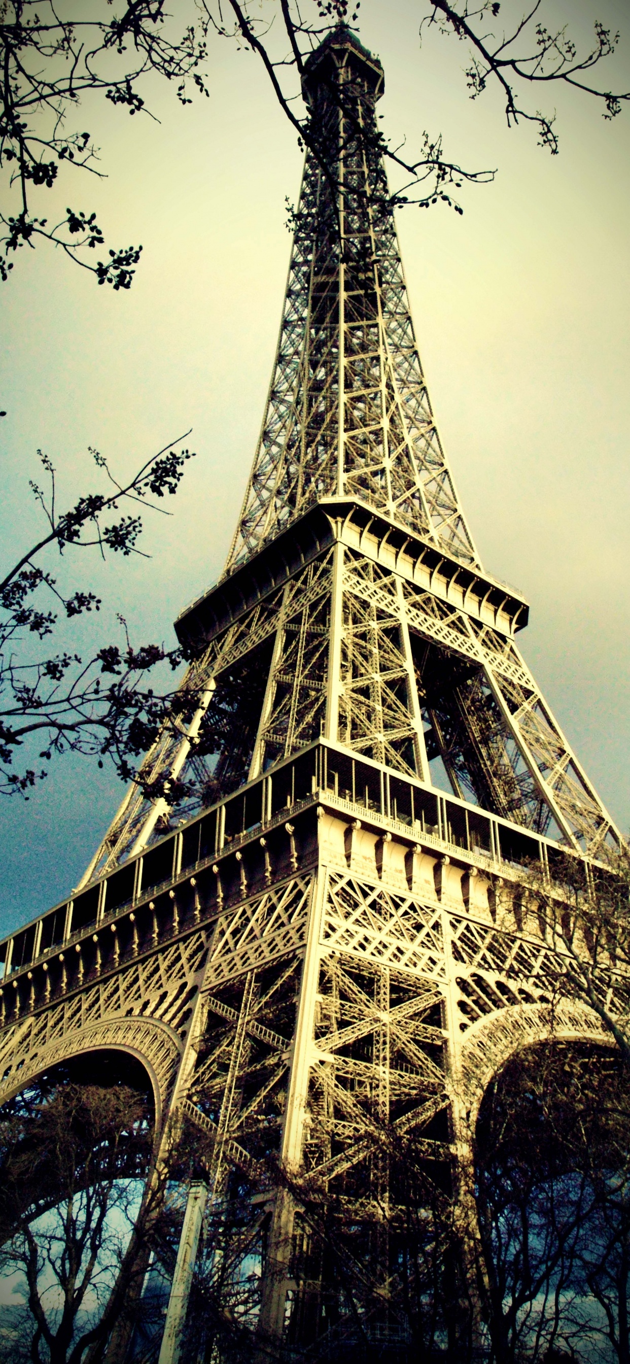 Tour Eiffel Sous Ciel Gris. Wallpaper in 1242x2688 Resolution