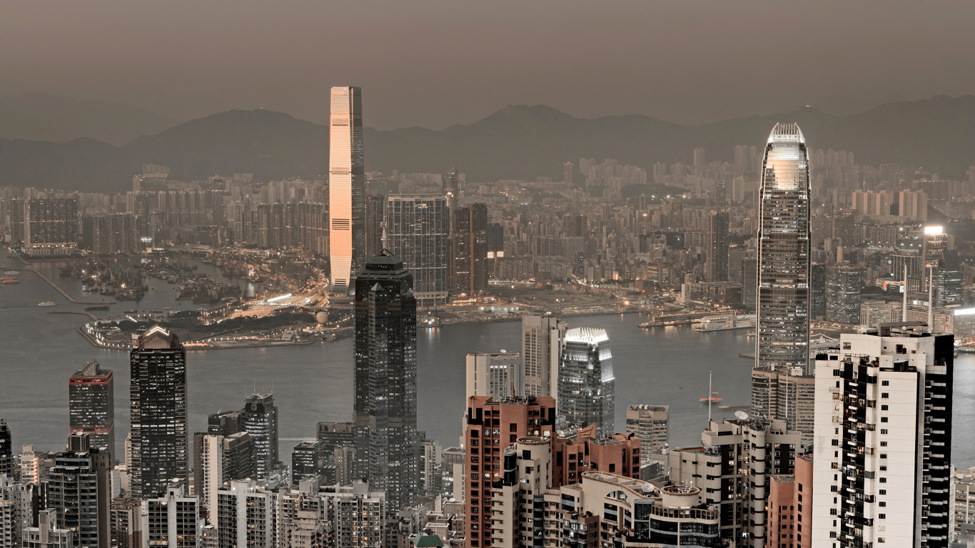 City Skyline During Night Time. Wallpaper in 1366x768 Resolution