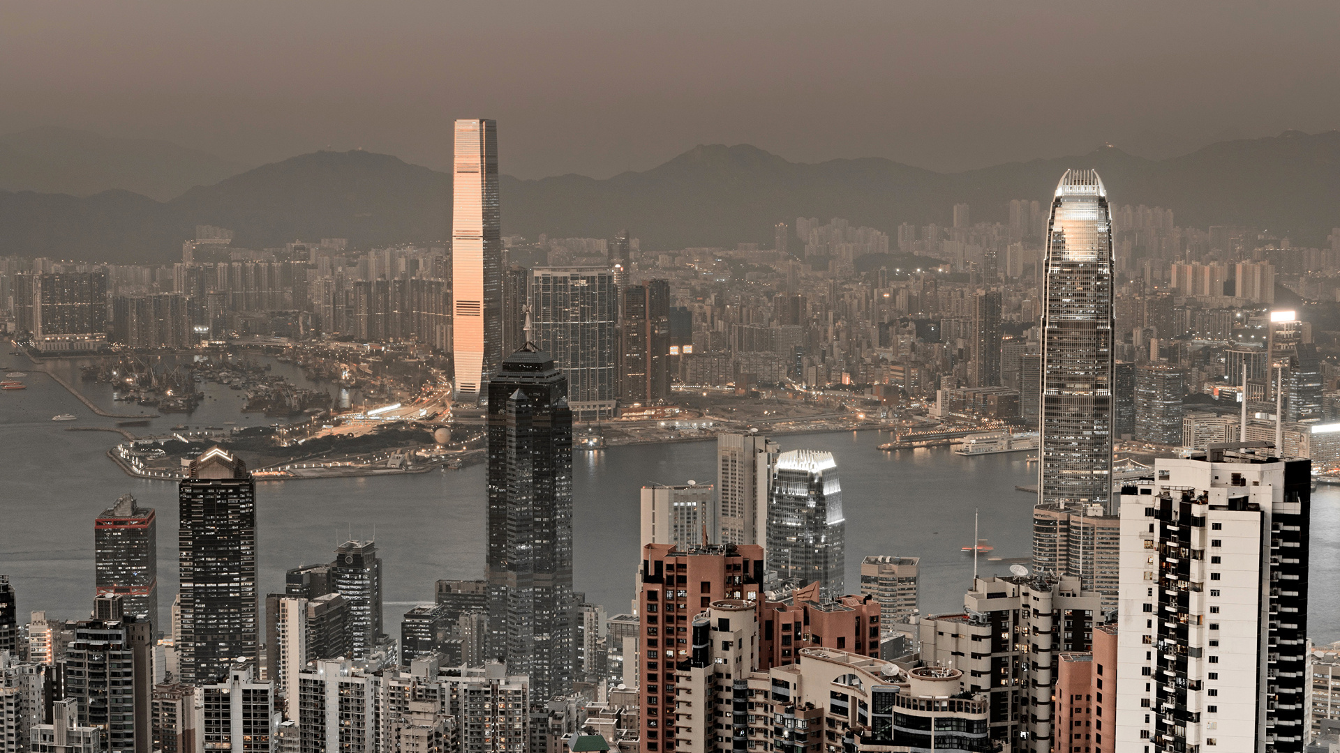 Horizonte de la Ciudad Durante la Noche. Wallpaper in 1920x1080 Resolution