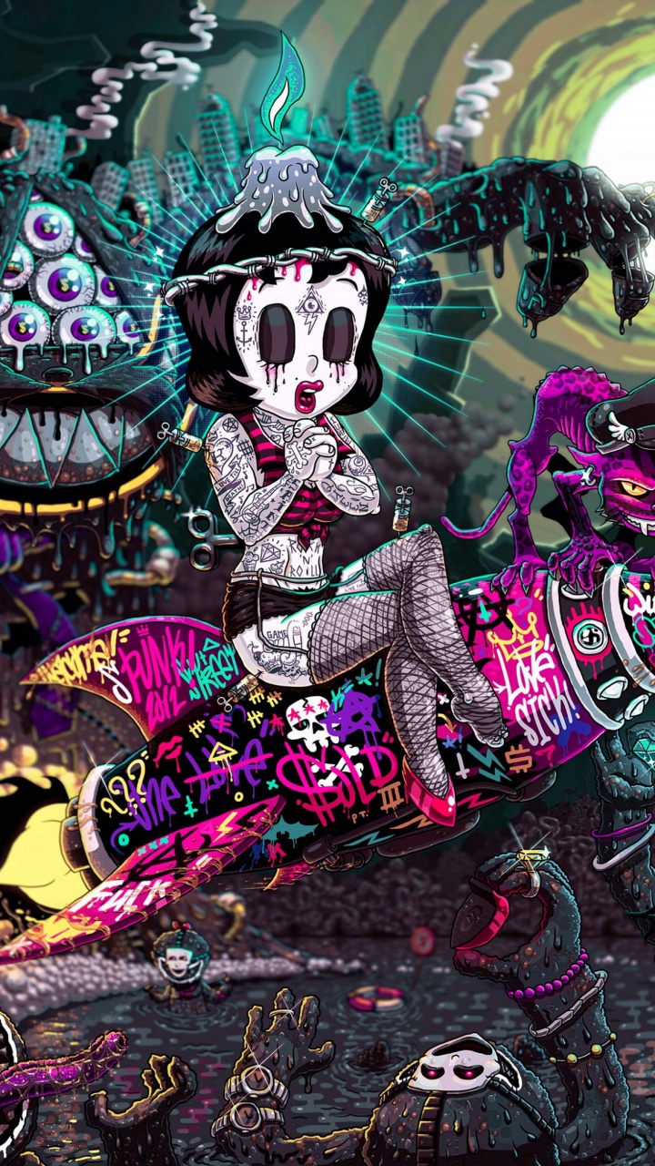 Art, Illustration, Purple, Pink, Magenta. Wallpaper in 720x1280 Resolution