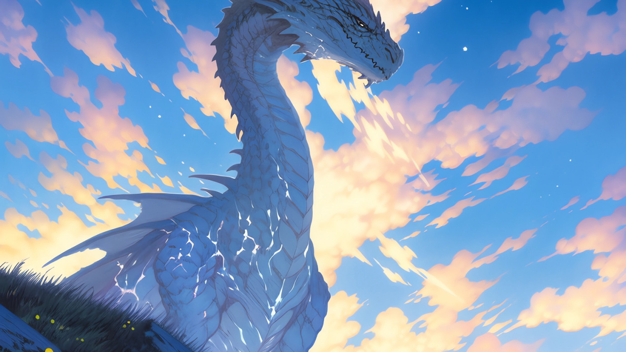 Dragon, Anime Style, Painting, Art, Animated Cartoon. Wallpaper in 1280x720 Resolution