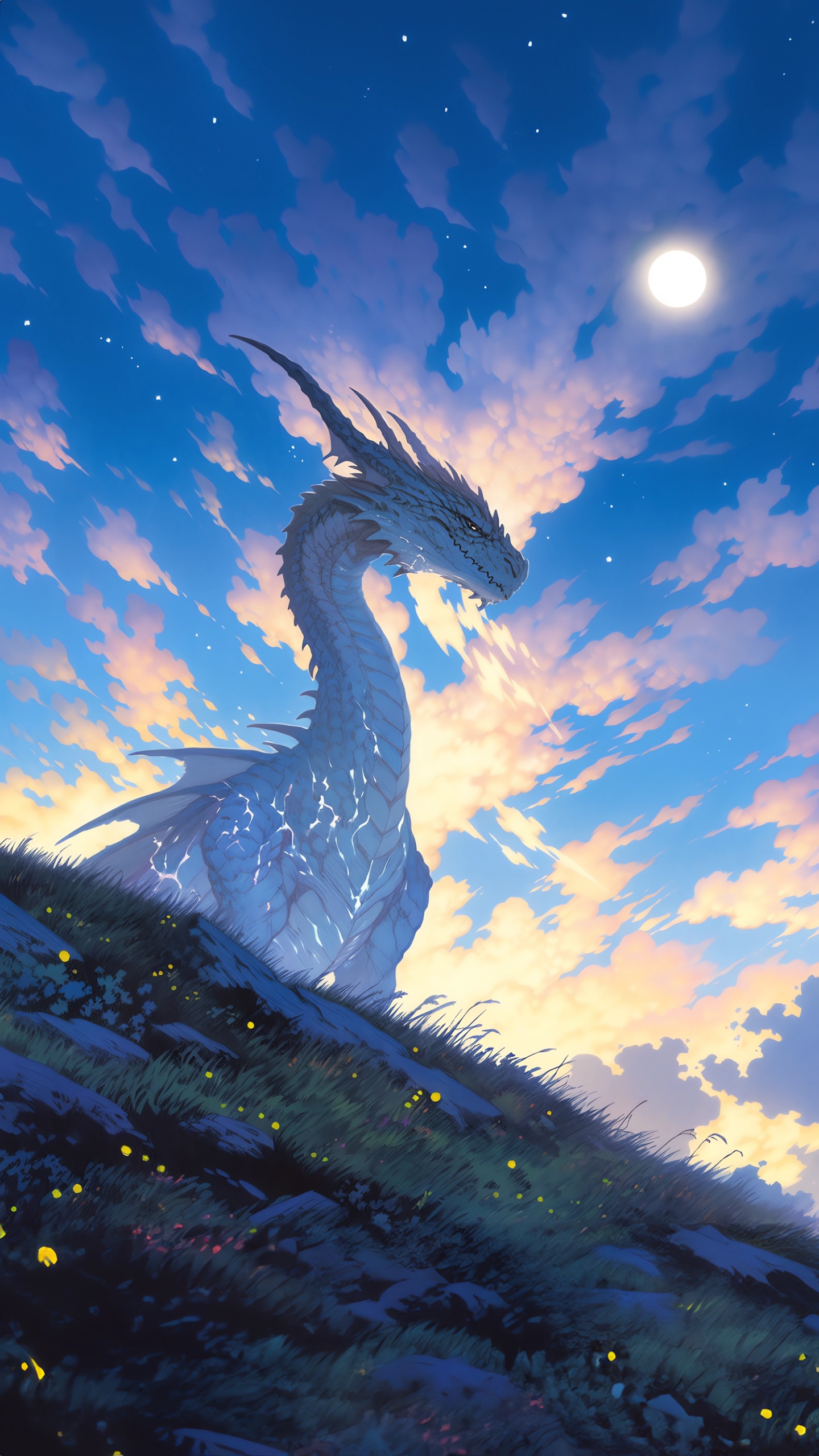 Dragon, Anime Style, Painting, Art, Animated Cartoon. Wallpaper in 1440x2560 Resolution
