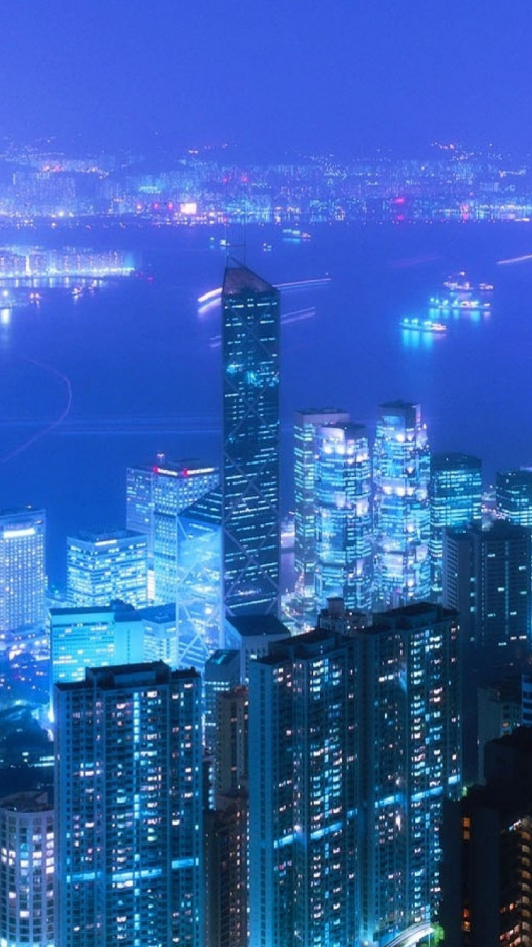 City Skyline During Night Time. Wallpaper in 750x1334 Resolution