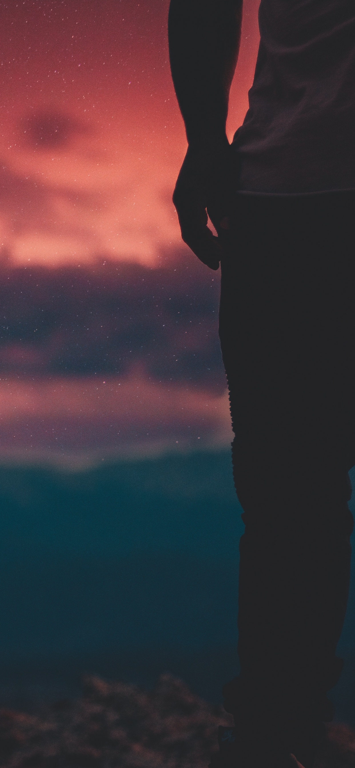 Silhouette de Montagne Sous la Pleine Lune. Wallpaper in 1242x2688 Resolution