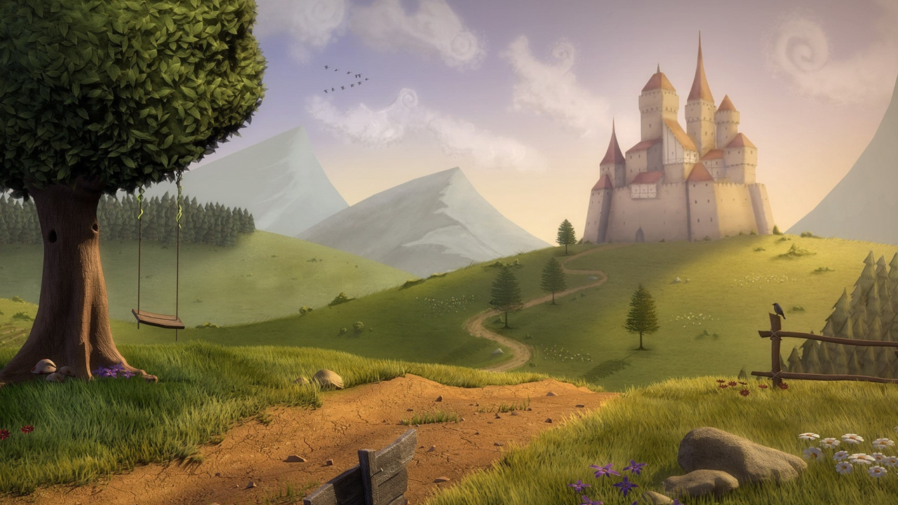 草, 安装的风景, 生物群落, 天空, 城堡 壁纸 1280x720 允许