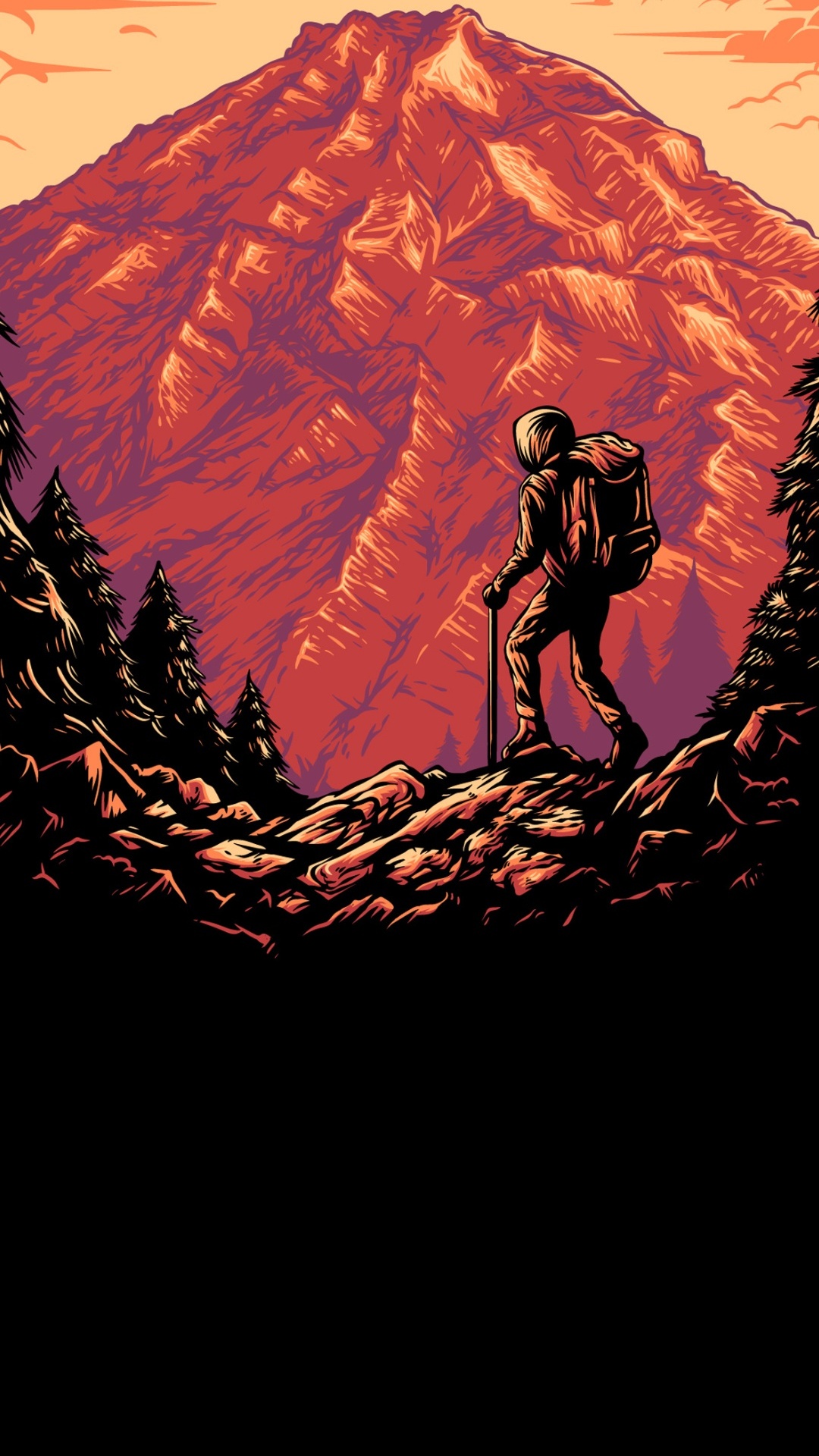 Hiking, Vector Graphics, Camping, Trekking, People in Nature. Wallpaper in 1080x1920 Resolution