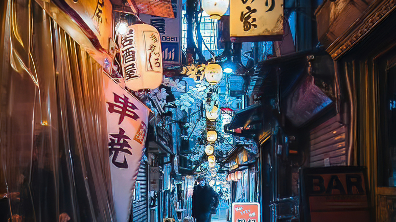 Ruelle, Bâtiment, Blue, Art, Quartier. Wallpaper in 1280x720 Resolution