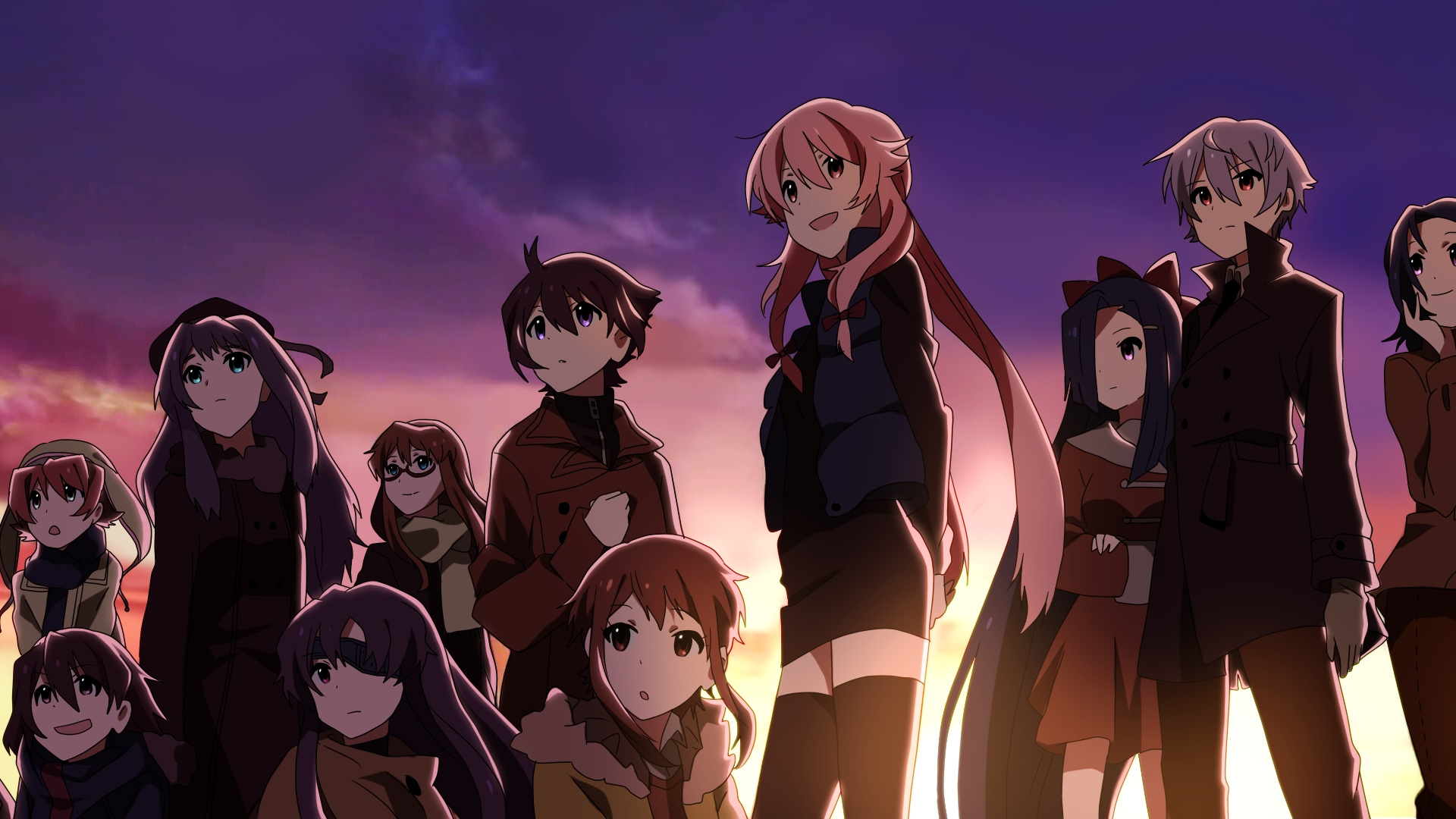 3 Mädchen Anime Charakter Illustration. Wallpaper in 1920x1080 Resolution