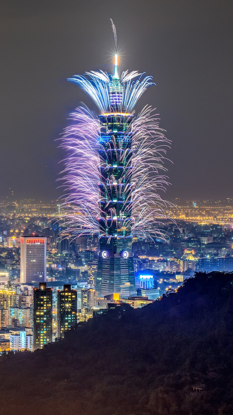 Green Palm Tree on Top of Mountain During Night Time. Wallpaper in 750x1334 Resolution