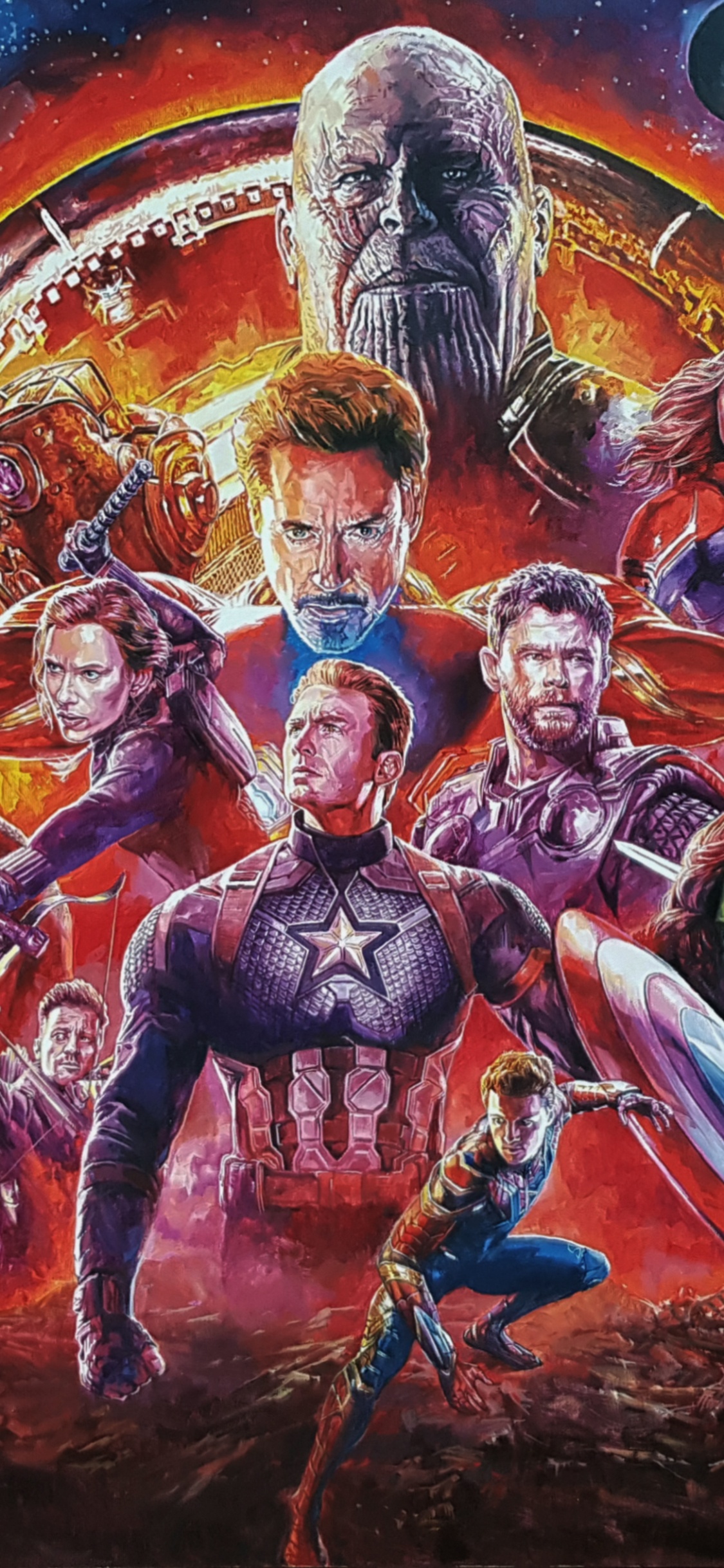 Marvel Cinematic Universe, Captain America, Hulk, Thanos, Avengers. Wallpaper in 1125x2436 Resolution