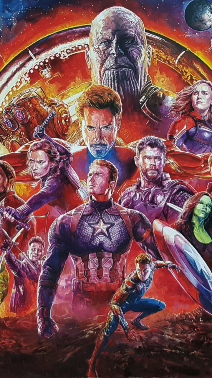 Marvel Cinematic Universe, Captain America, Hulk, Thanos, Avengers. Wallpaper in 720x1280 Resolution