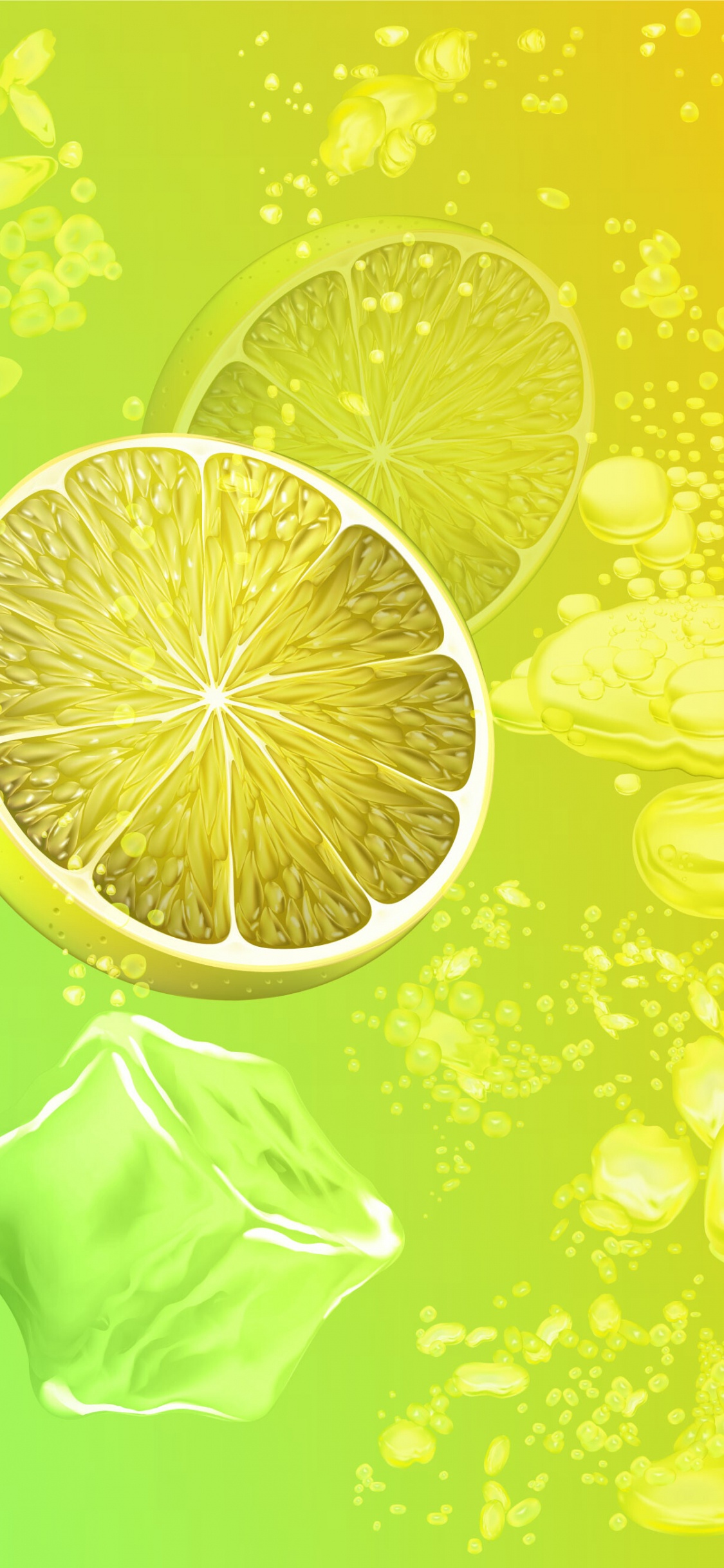 Citron Tranché Sur Une Surface Verte. Wallpaper in 1125x2436 Resolution