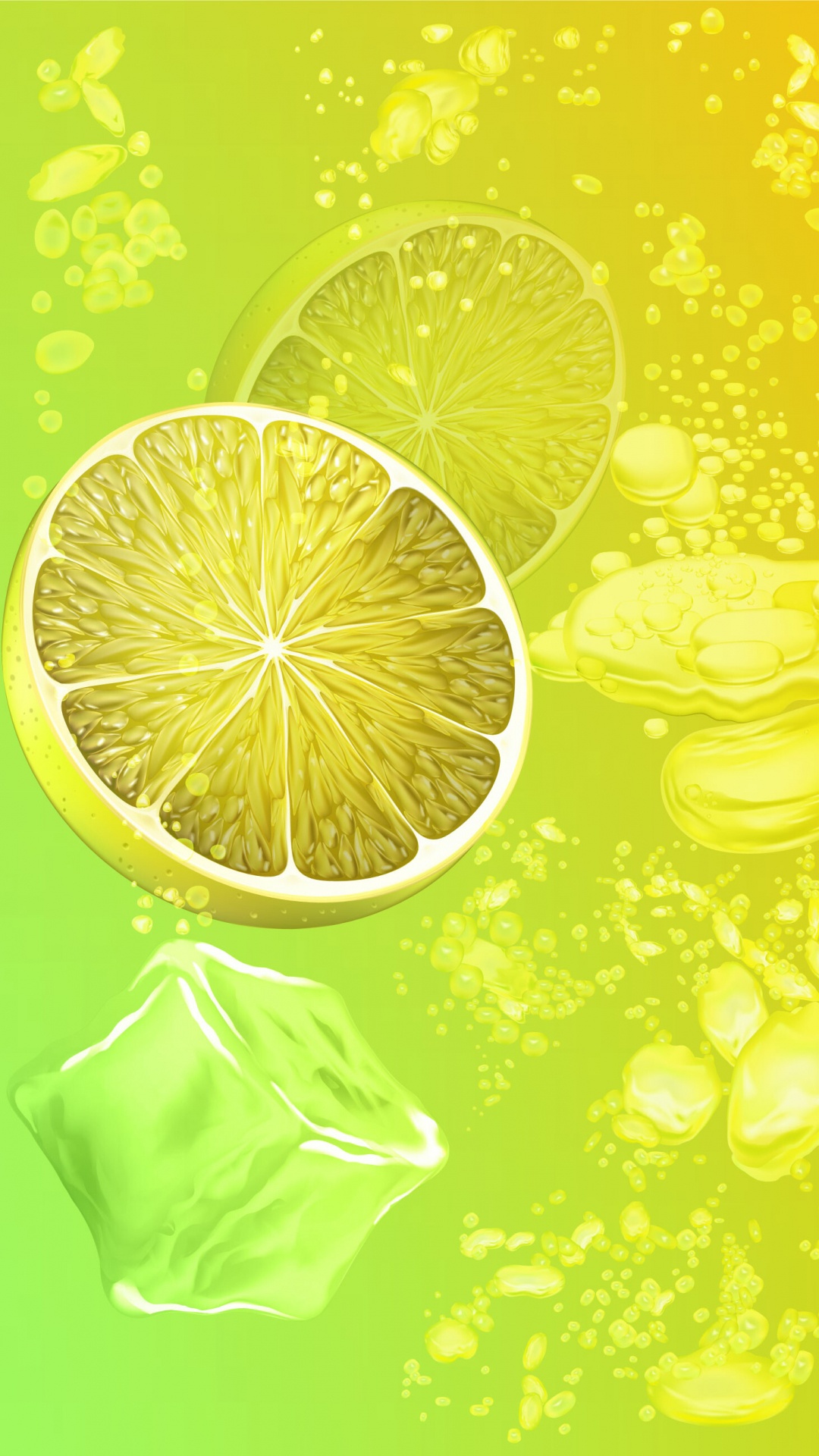 Rodajas de Limón Sobre Superficie Verde. Wallpaper in 1080x1920 Resolution