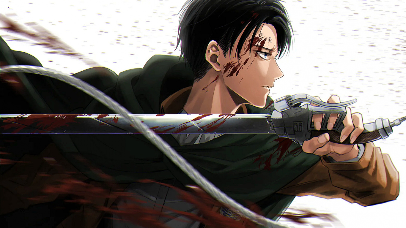 Anime, Levi Ackerman, Attack on Titan, Mikasa Ackerman, Armin Arlert. Wallpaper in 1366x768 Resolution