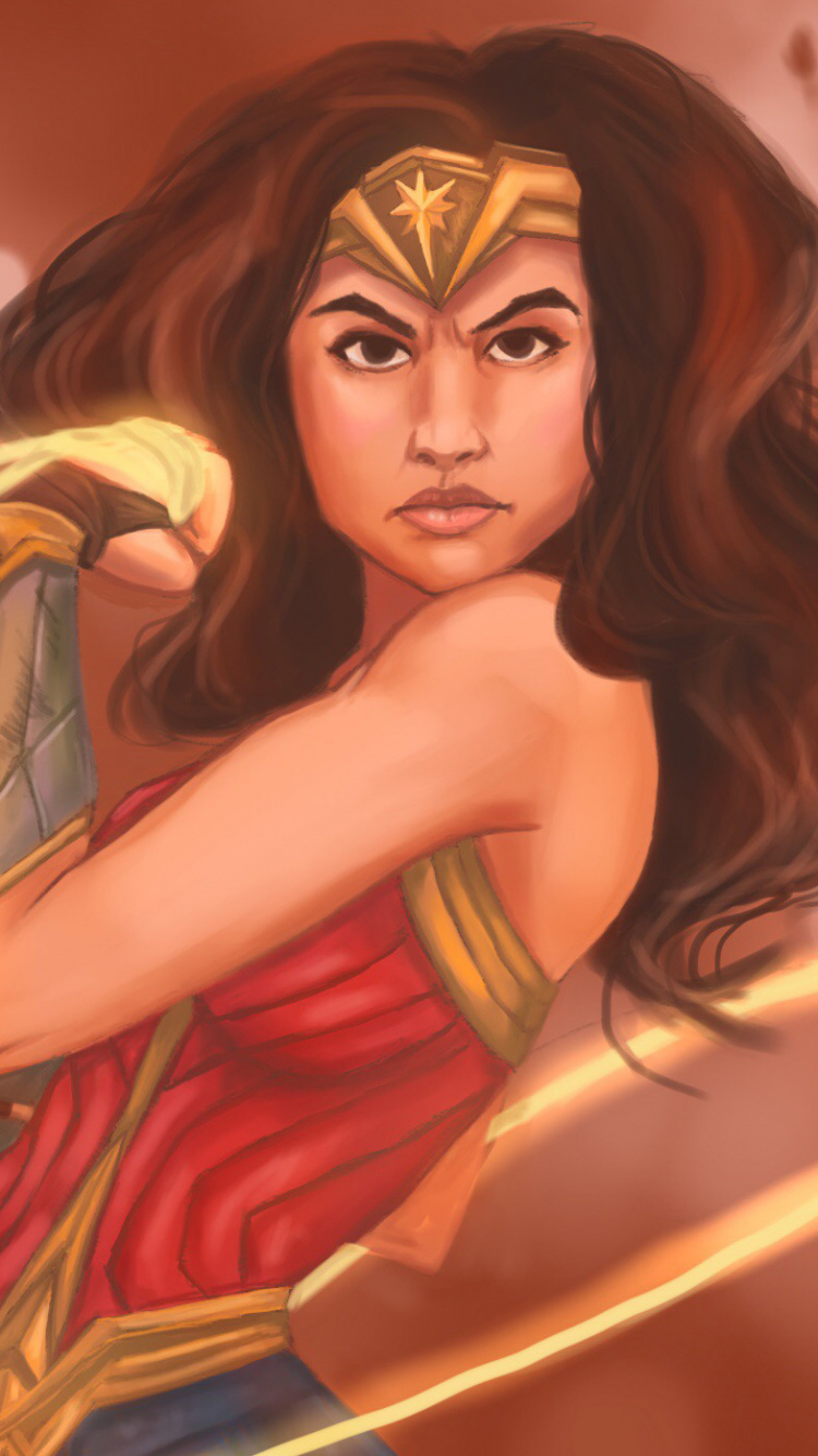 Woman in Red and Blue Dress Illustration. Wallpaper in 750x1334 Resolution