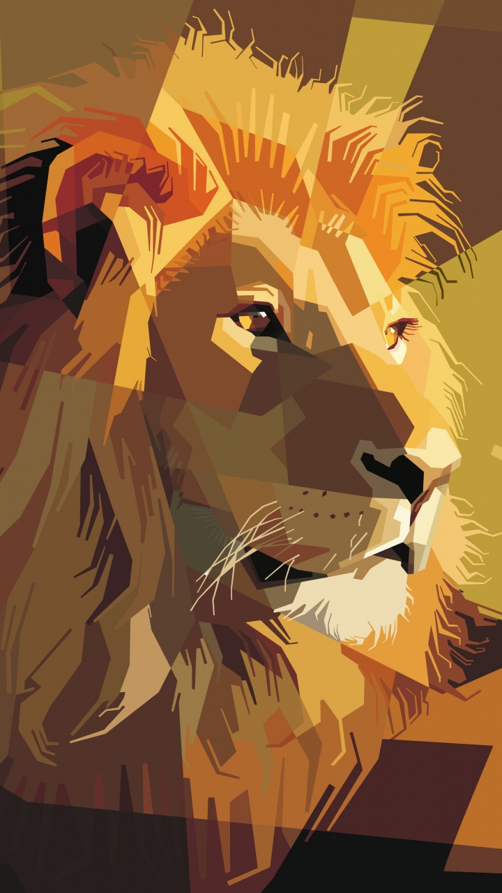Lion With Orange and Black Background. Wallpaper in 720x1280 Resolution