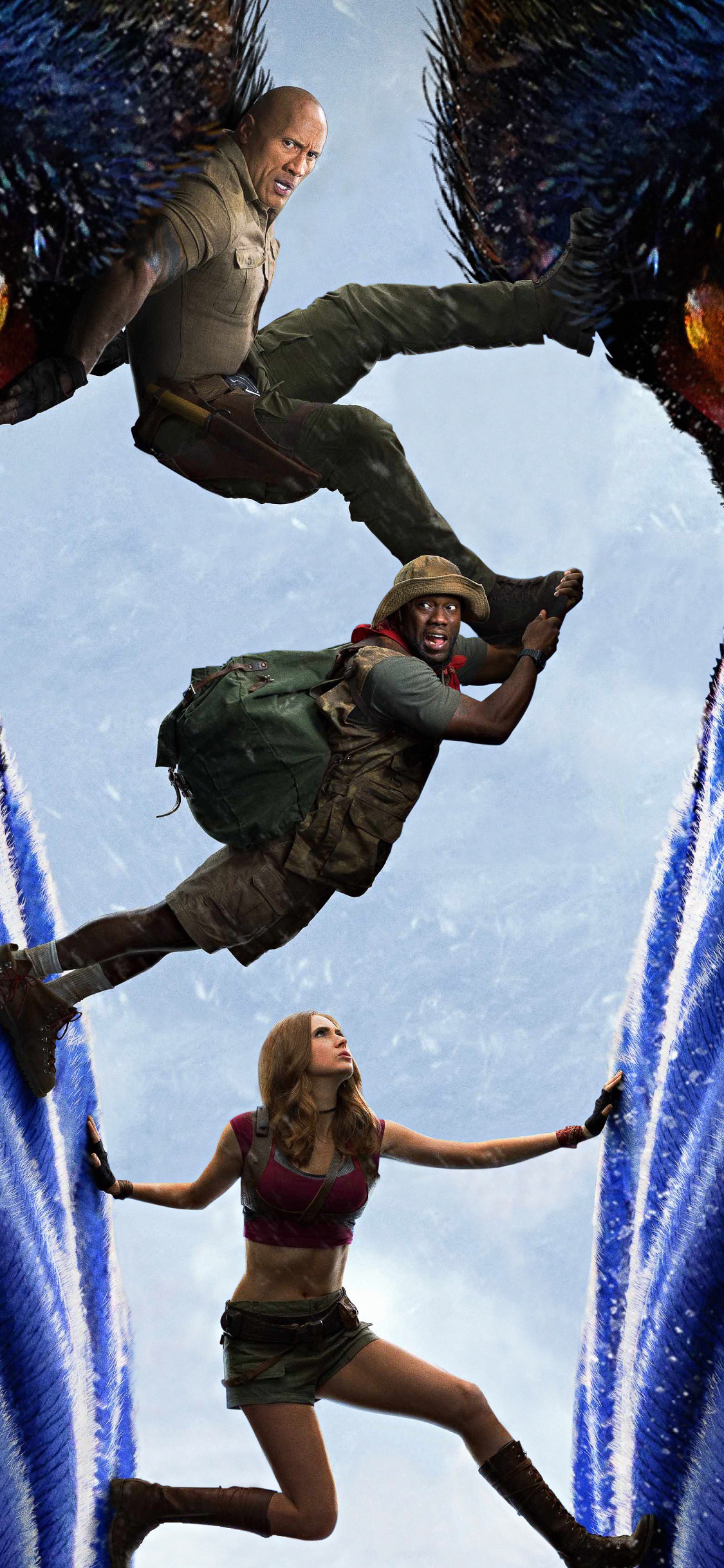 Dwayne Johnson, Jumanji le Niveau Suivant, Azure, L'homme, Permanent. Wallpaper in 1125x2436 Resolution