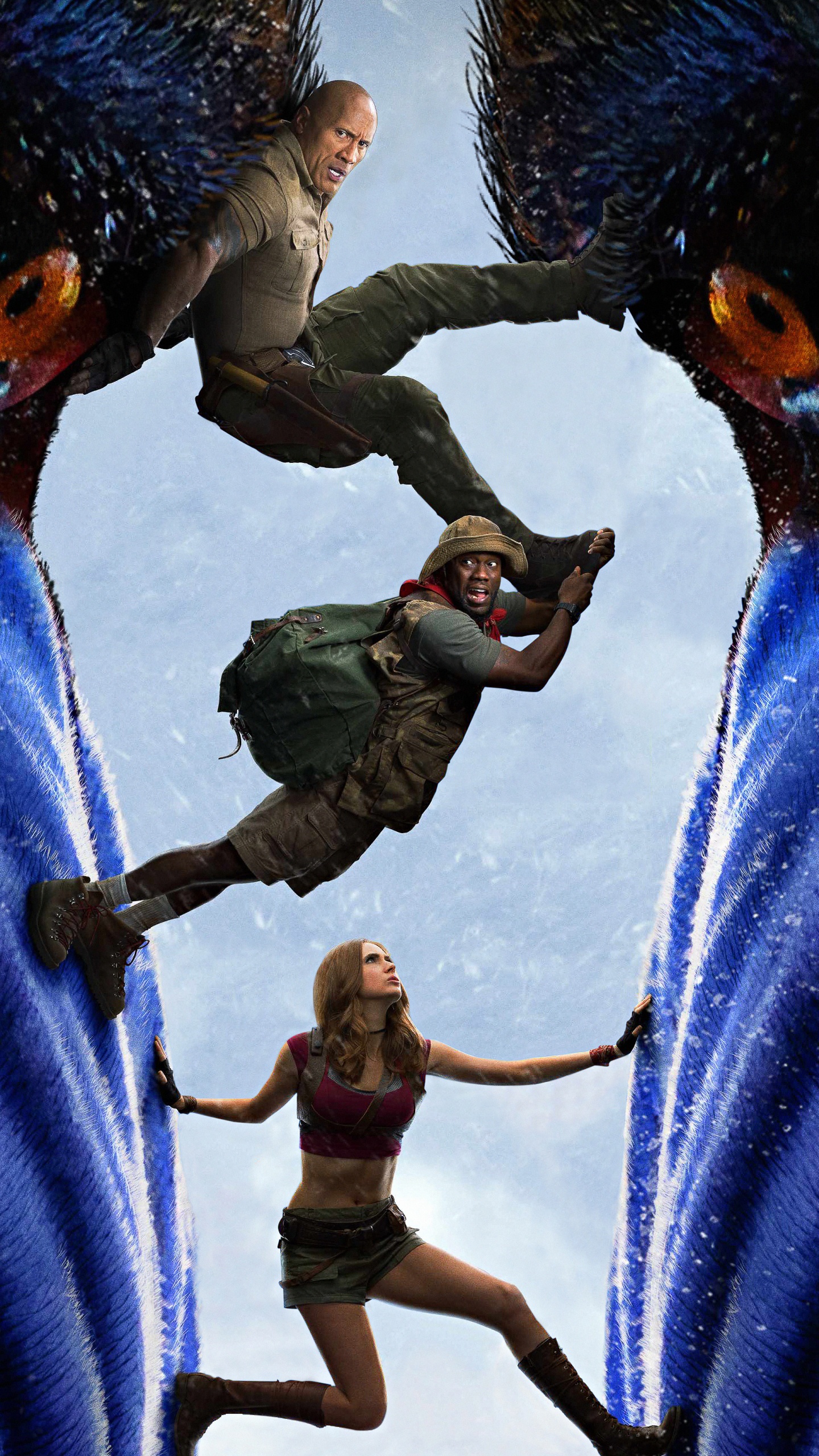 Dwayne Johnson, Jumanji The Next Level, World, Azure, Human. Wallpaper in 1440x2560 Resolution