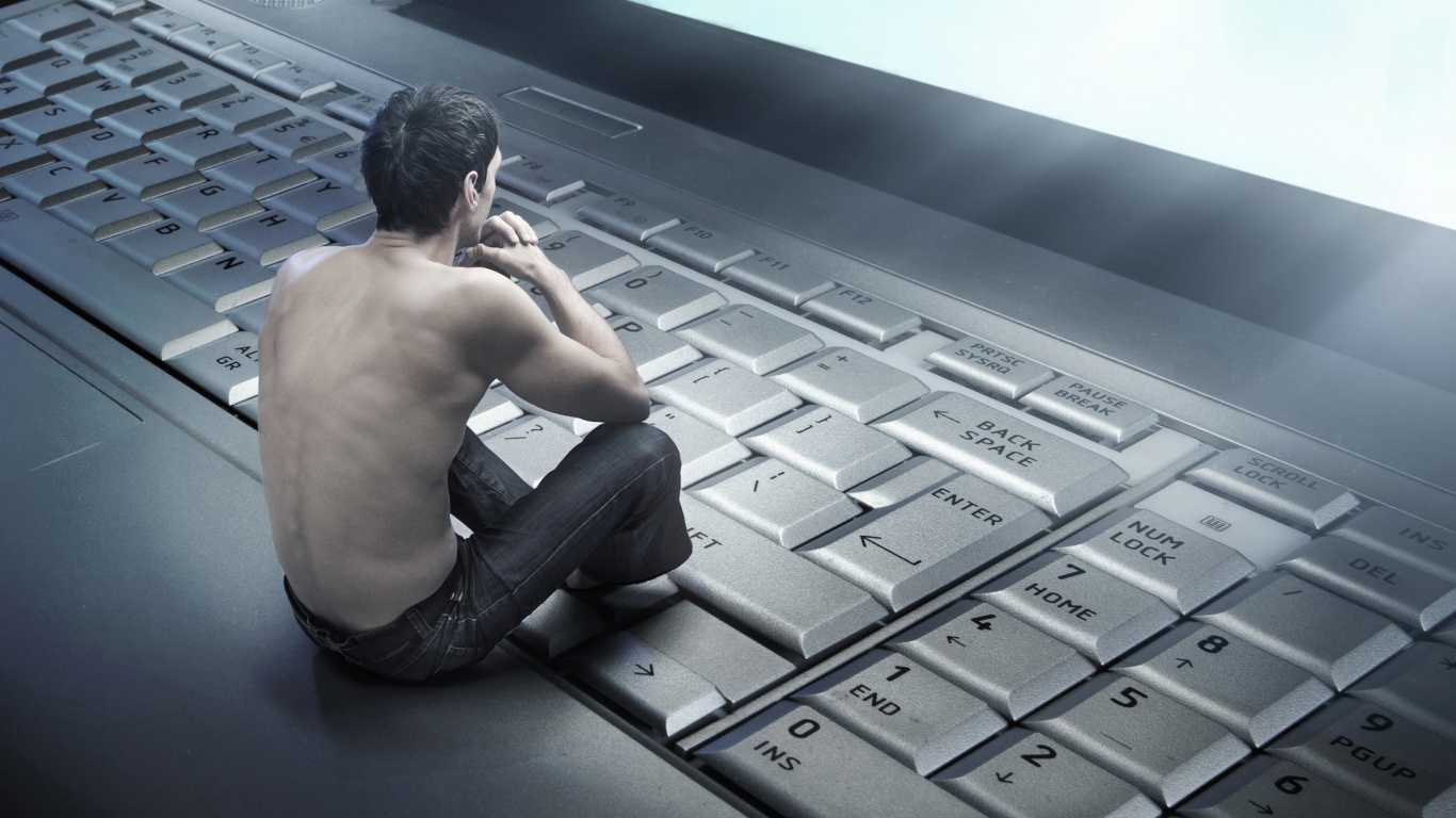 Download 1366x768 Wallpaper Topless Man in Black Denim Jeans Sitting on Black and Gray Laptop Computer Topless Man in Black Denim Jeans Sitting on Black and Gray Laptop Computer. Wallpaper in 1366x768 Resolution