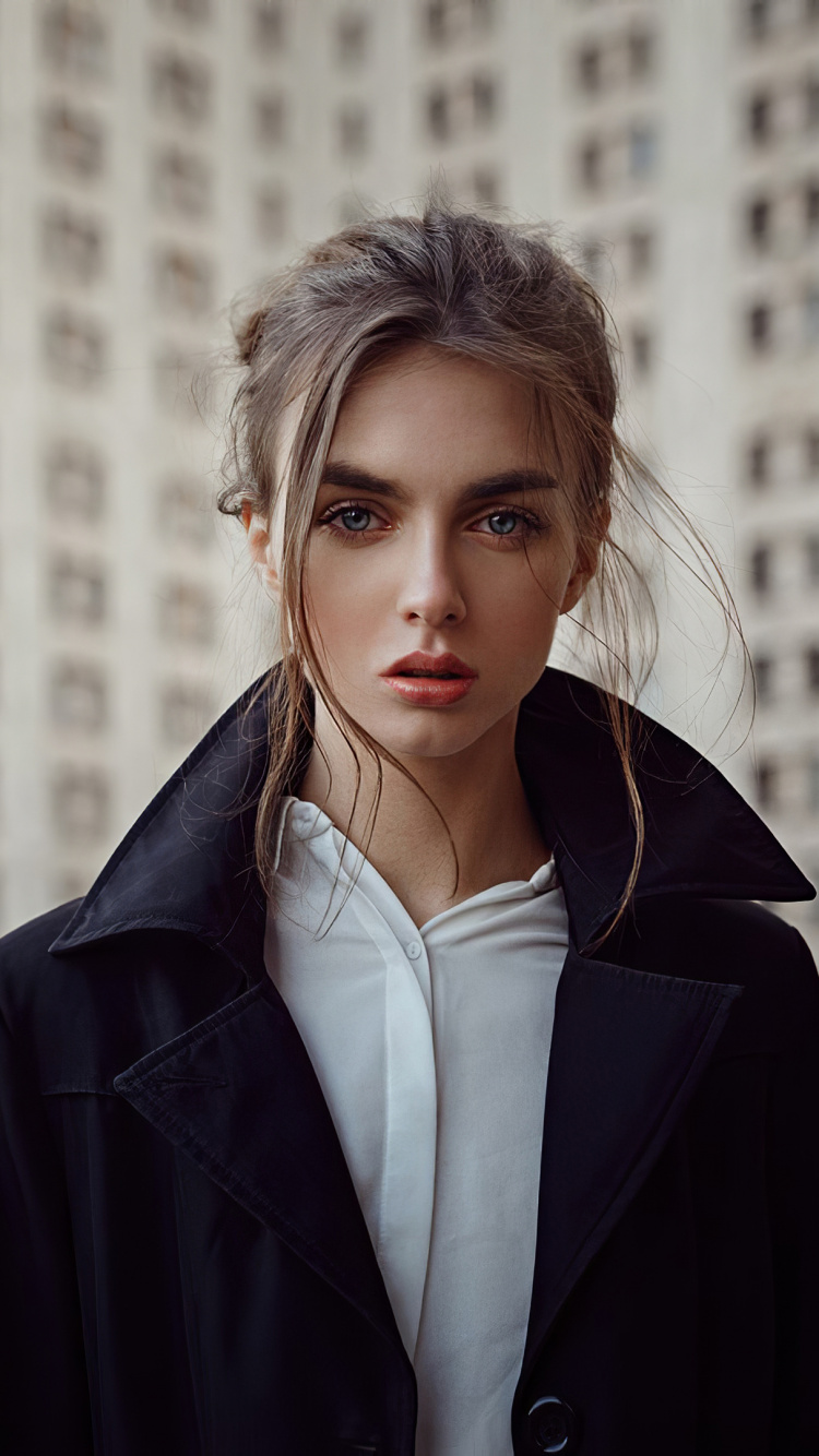 Victoria Vishnevetskaya, Portrait, Robert Cristian, Clothing, Jacket. Wallpaper in 750x1334 Resolution
