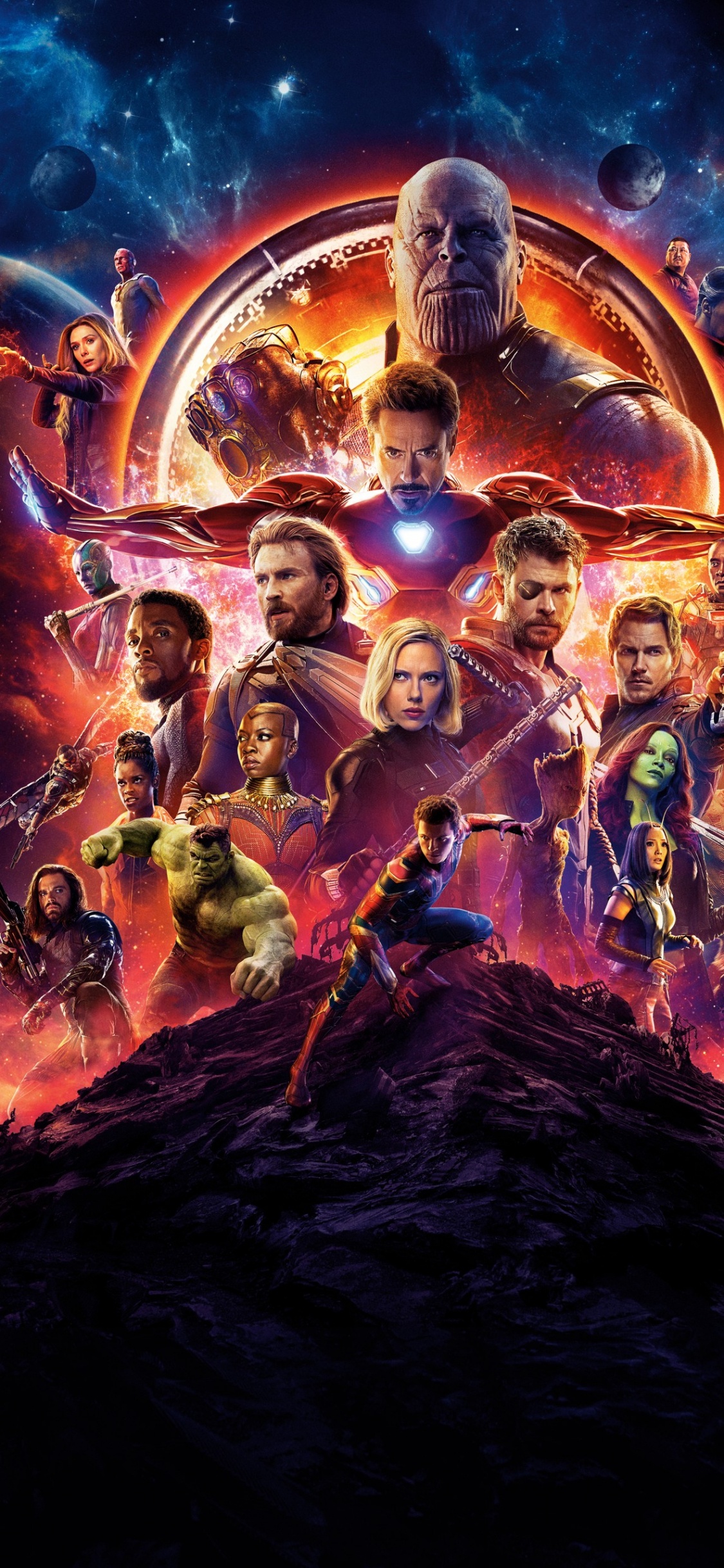 Marvel Comics, Avengers Infinity War Poster, Tom Holland, Chris Hemsworth, Avengers Infinity-Krieg. Wallpaper in 1125x2436 Resolution