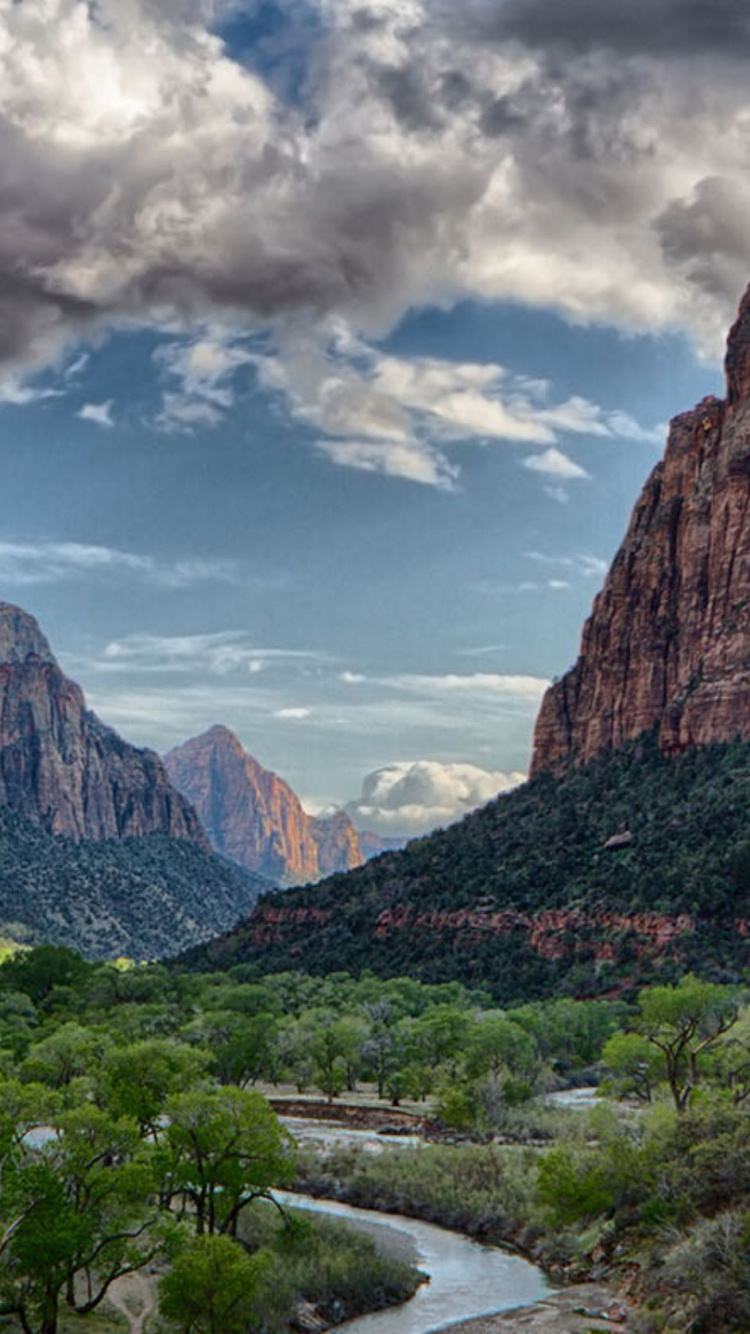 Green Trees and Brown Mountains Under Blue Sky and White Clouds During Daytime. Wallpaper in 750x1334 Resolution