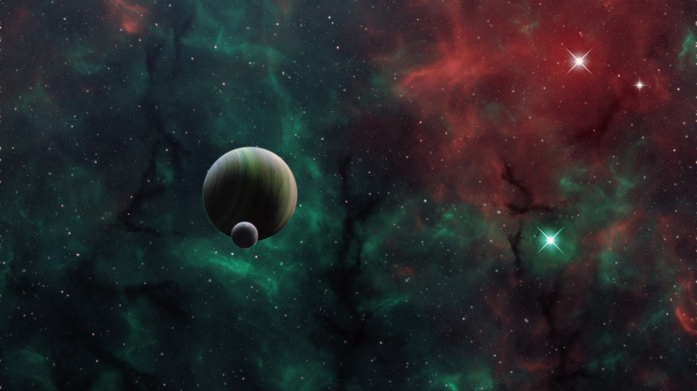 Luna Blanca y Negra en el Cielo. Wallpaper in 1366x768 Resolution