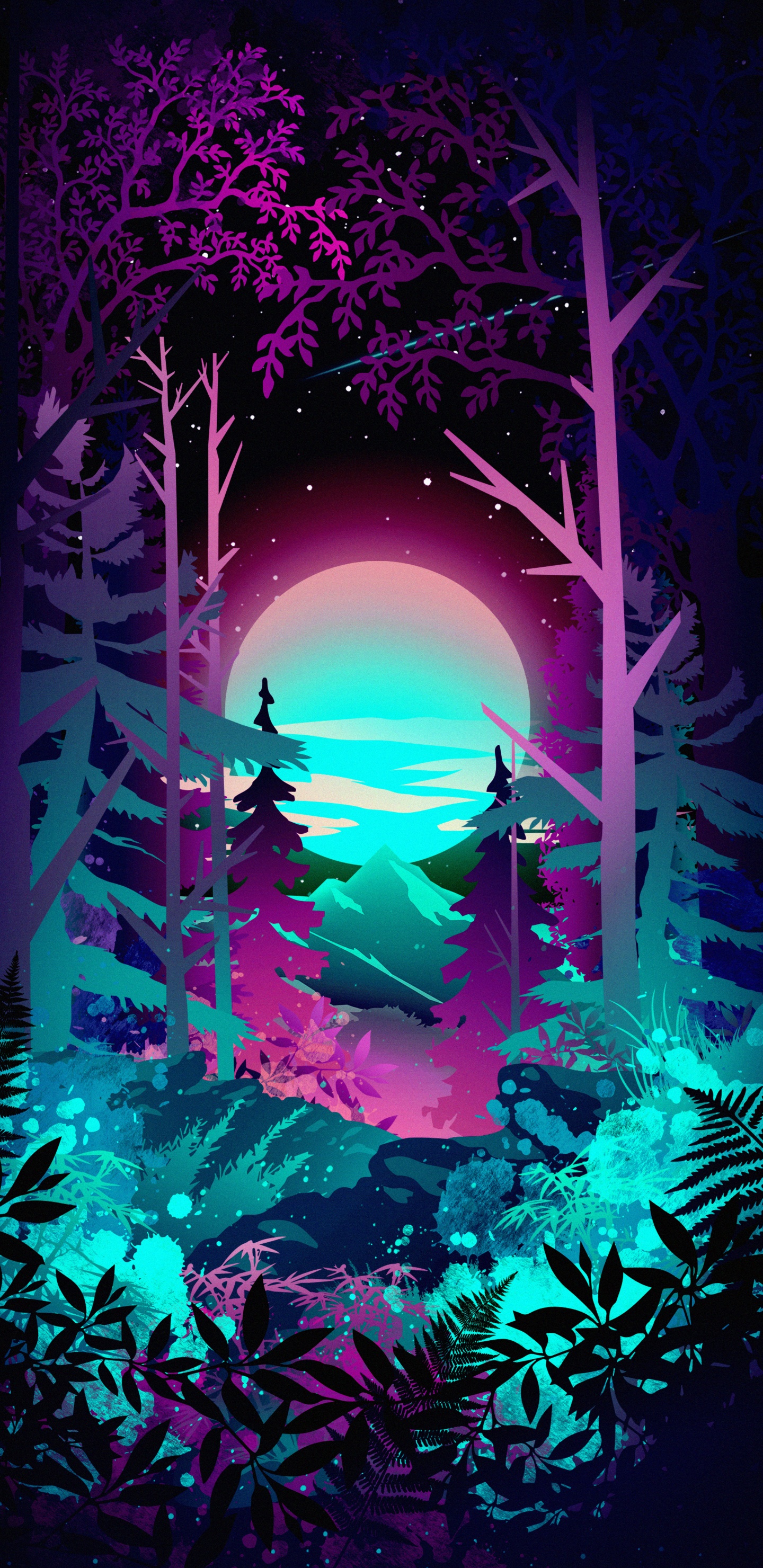 Art, Telephone, Illustration, Painting, Plant. Wallpaper in 1440x2960 Resolution