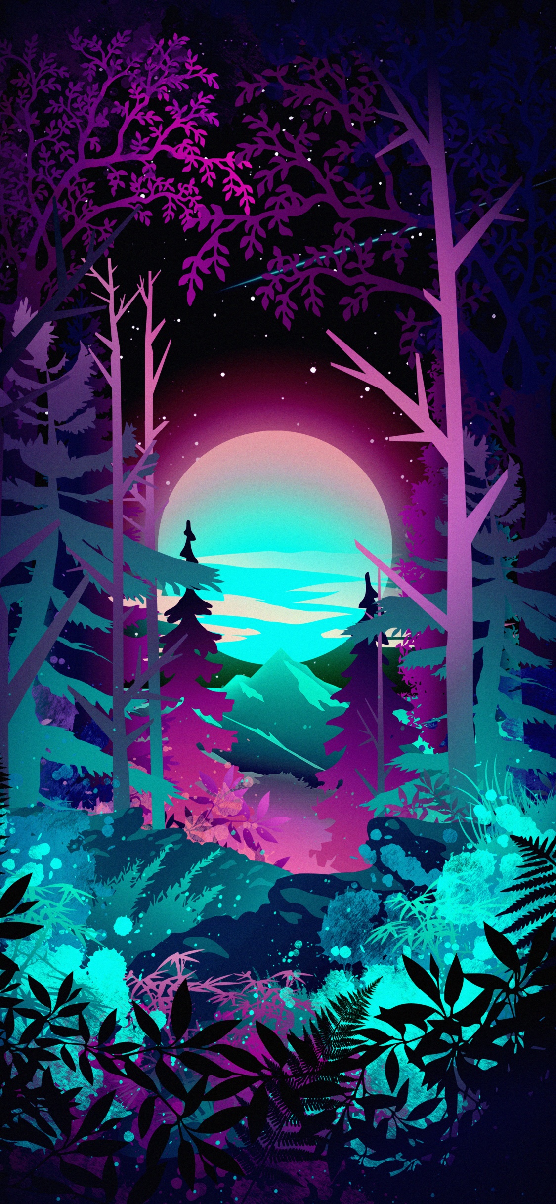 Kunst, Telefon, Illustration, Malerei, Purpur. Wallpaper in 1125x2436 Resolution