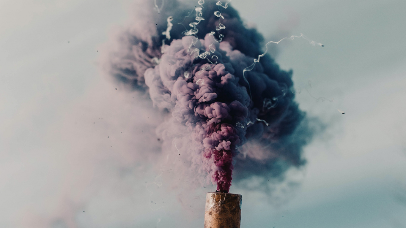 Smokebomb Aesthetic, Smoke Bomb, Smoke, Cloud, Plant. Wallpaper in 1366x768 Resolution