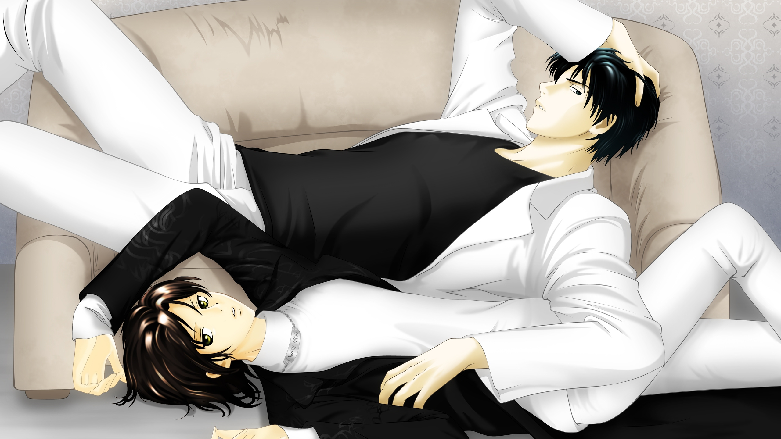 Braunhaariger Männlicher Anime-Charakter. Wallpaper in 2560x1440 Resolution